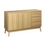Voir la diapositive 4 : SWEEEK Buffet en décor bois 2 portes et 3 tiroirs. buffet bas. L 120 x l 39 H 76cm - Dune