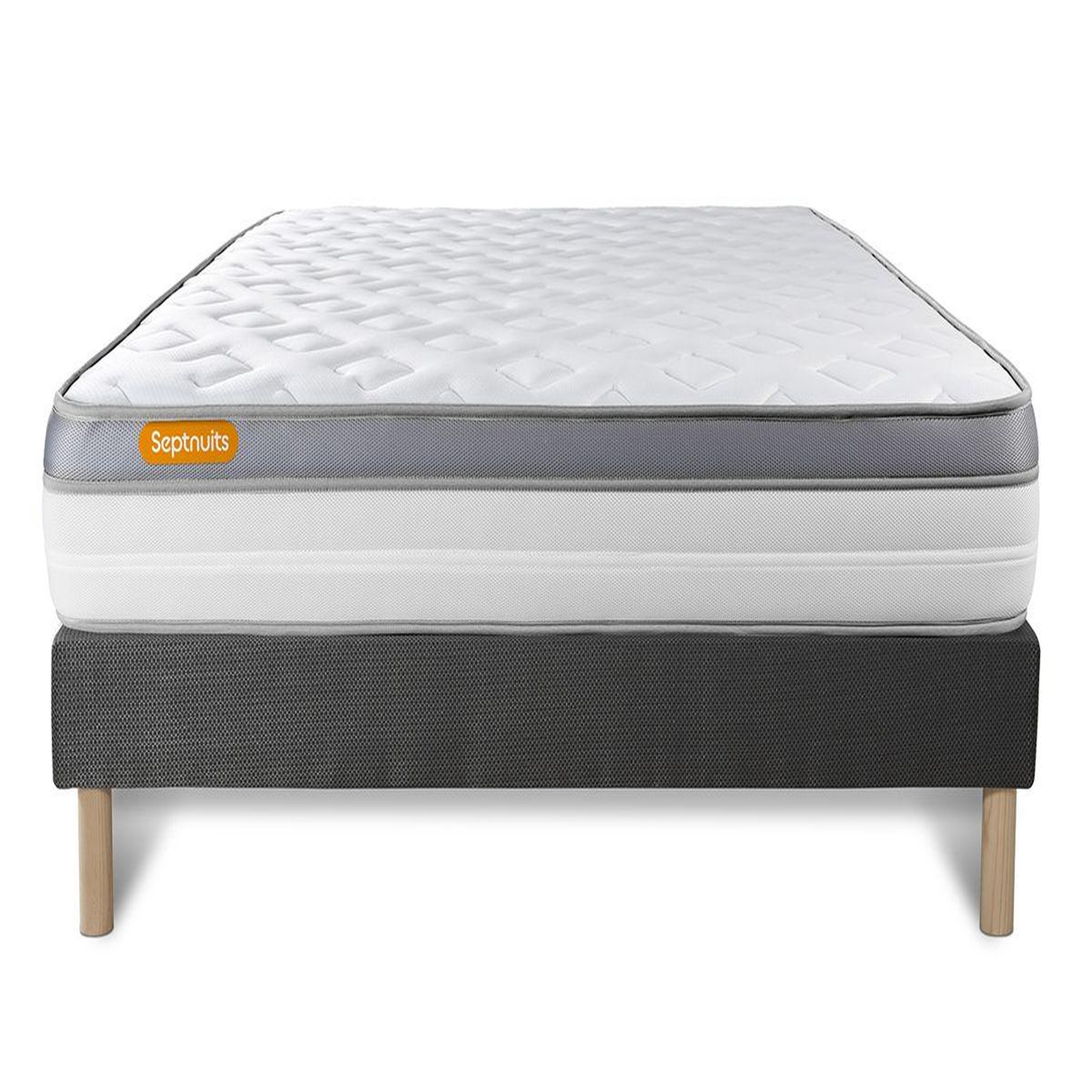 Voir la diapositive 2 : SEPTNUITS Matelas + sommier gris Memo Zen Mousse à mémoire de forme 5 zones de confort MAXI épaisseur