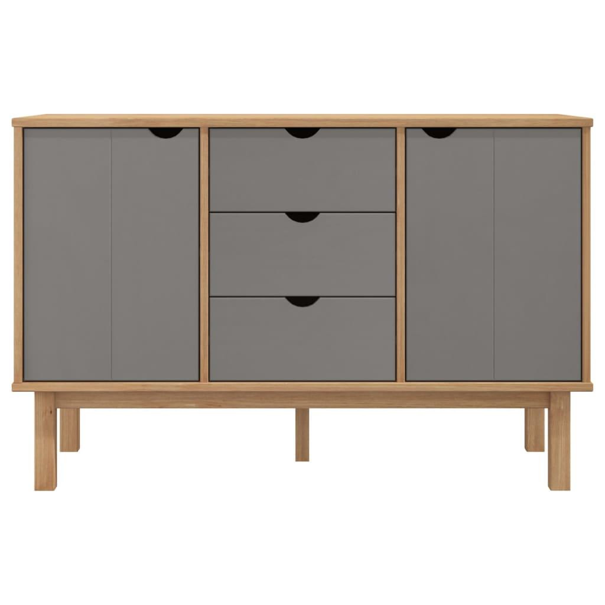Voir la diapositive 3 : VIDAXL Buffet OTTA Marron et gris 113,5x43x73 cm Bois massif pin