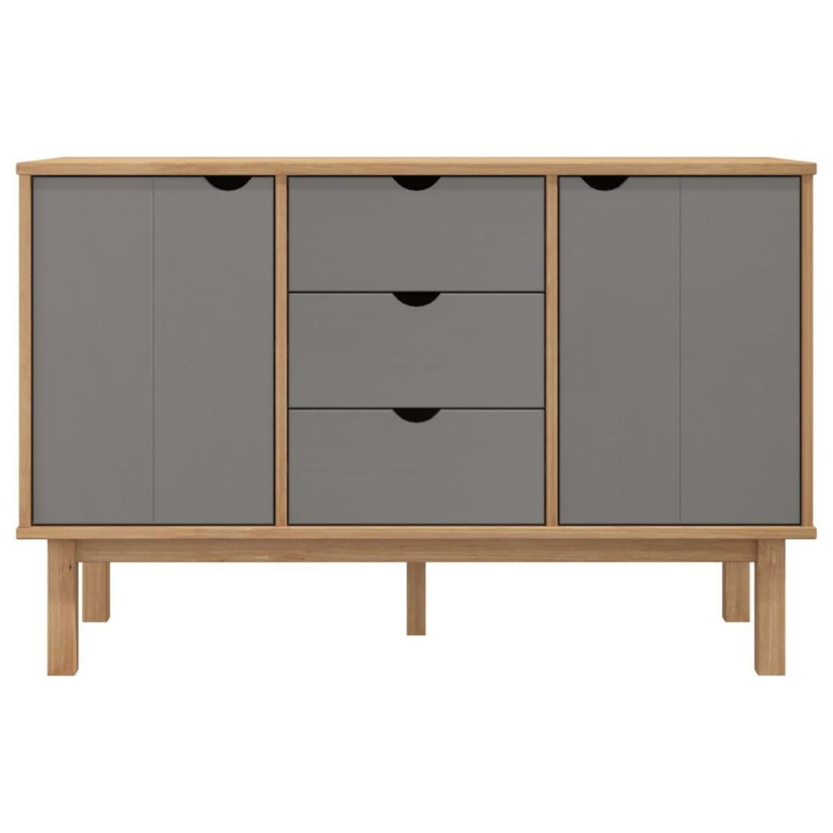 VIDAXL Buffet OTTA Marron et gris 113,5x43x73 cm Bois massif pin