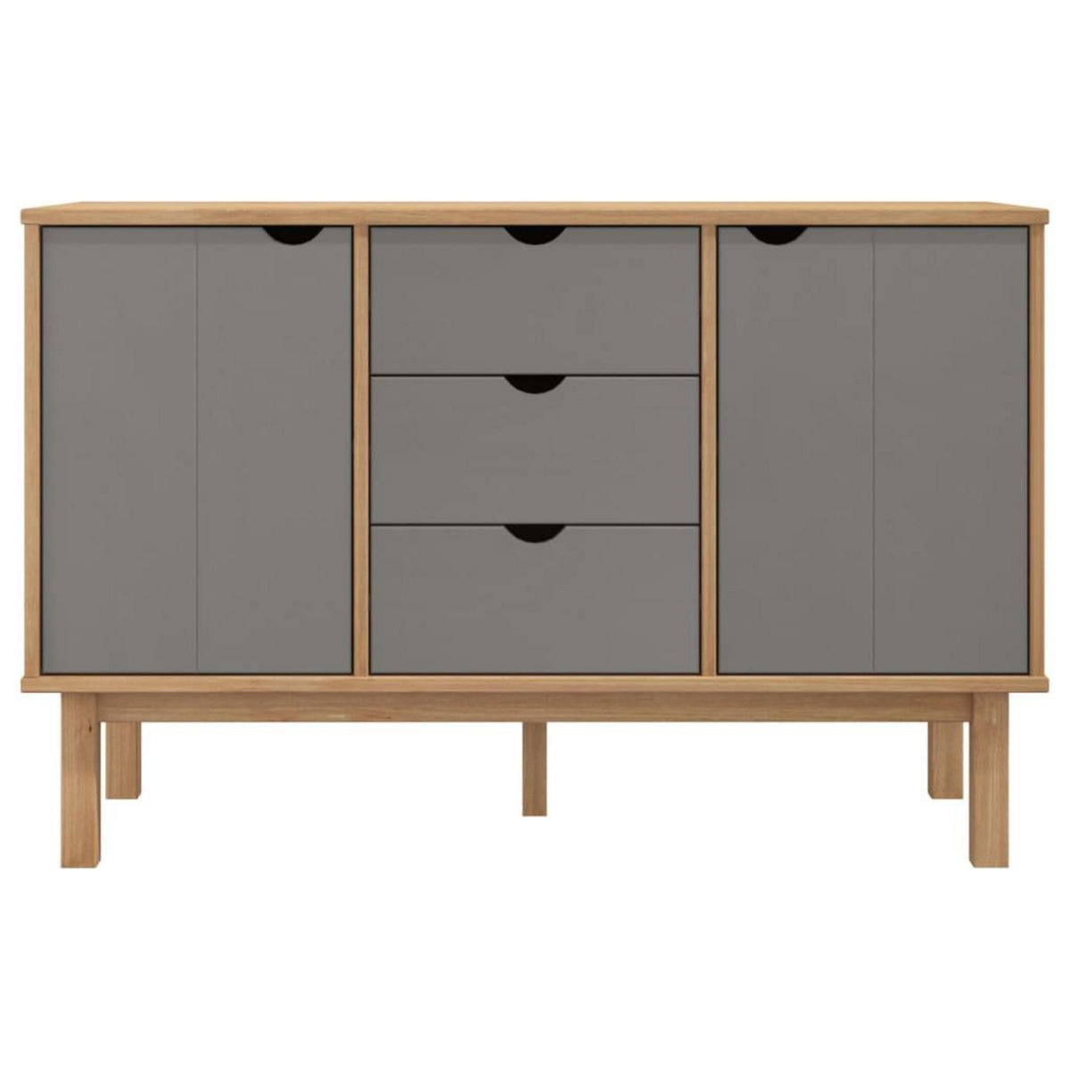 VIDAXL Buffet OTTA Marron et gris 113,5x43x73 cm Bois massif pin