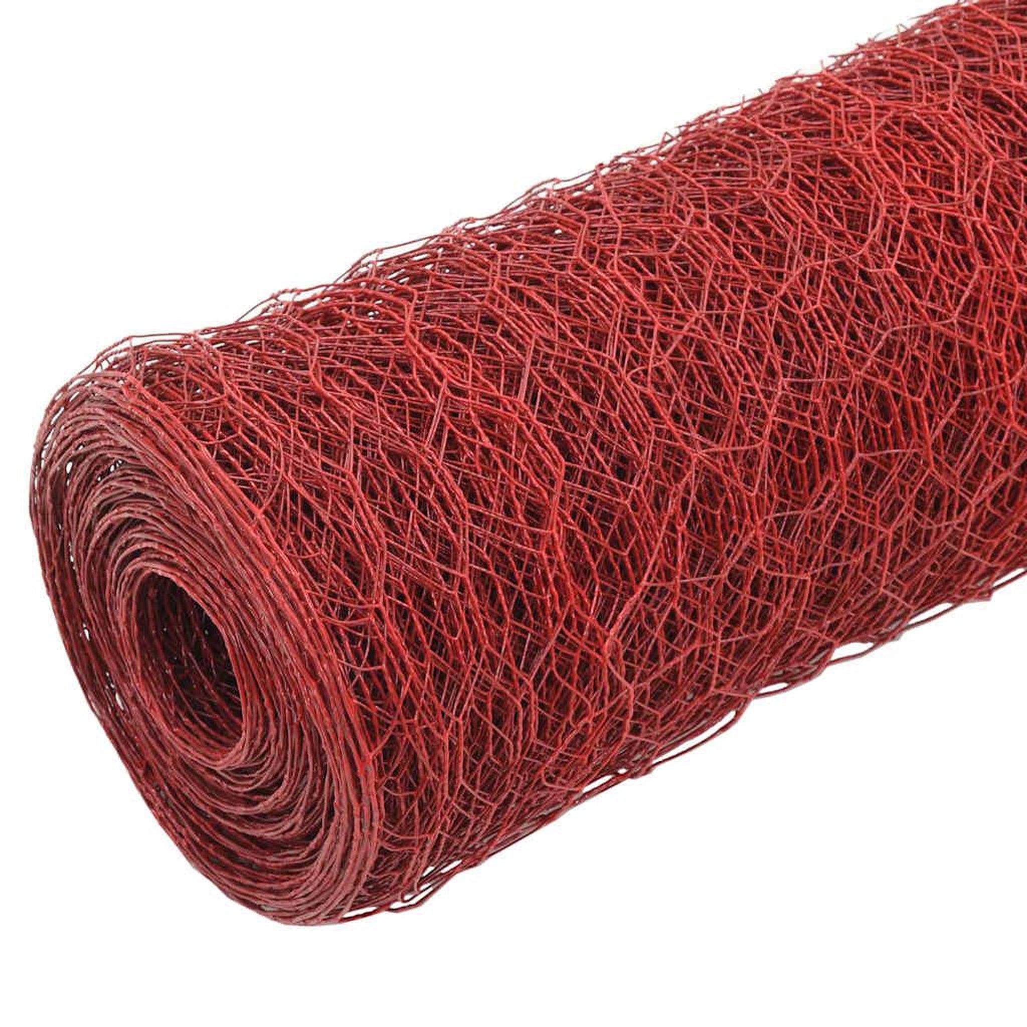 Voir la diapositive 2 : VIDAXL Grillage Acier avec revetement en PVC 25x1 m Rouge