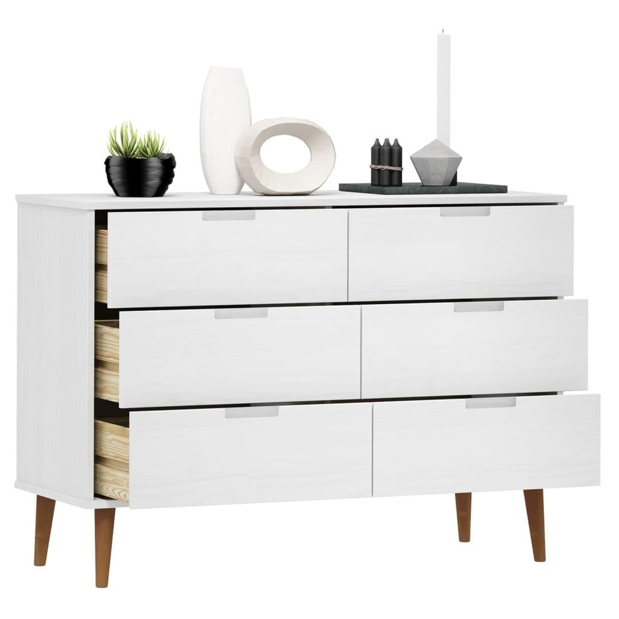 Voir la diapositive 3 : VIDAXL Commode MOLDE Blanc 113x40x80 cm Bois de pin massif