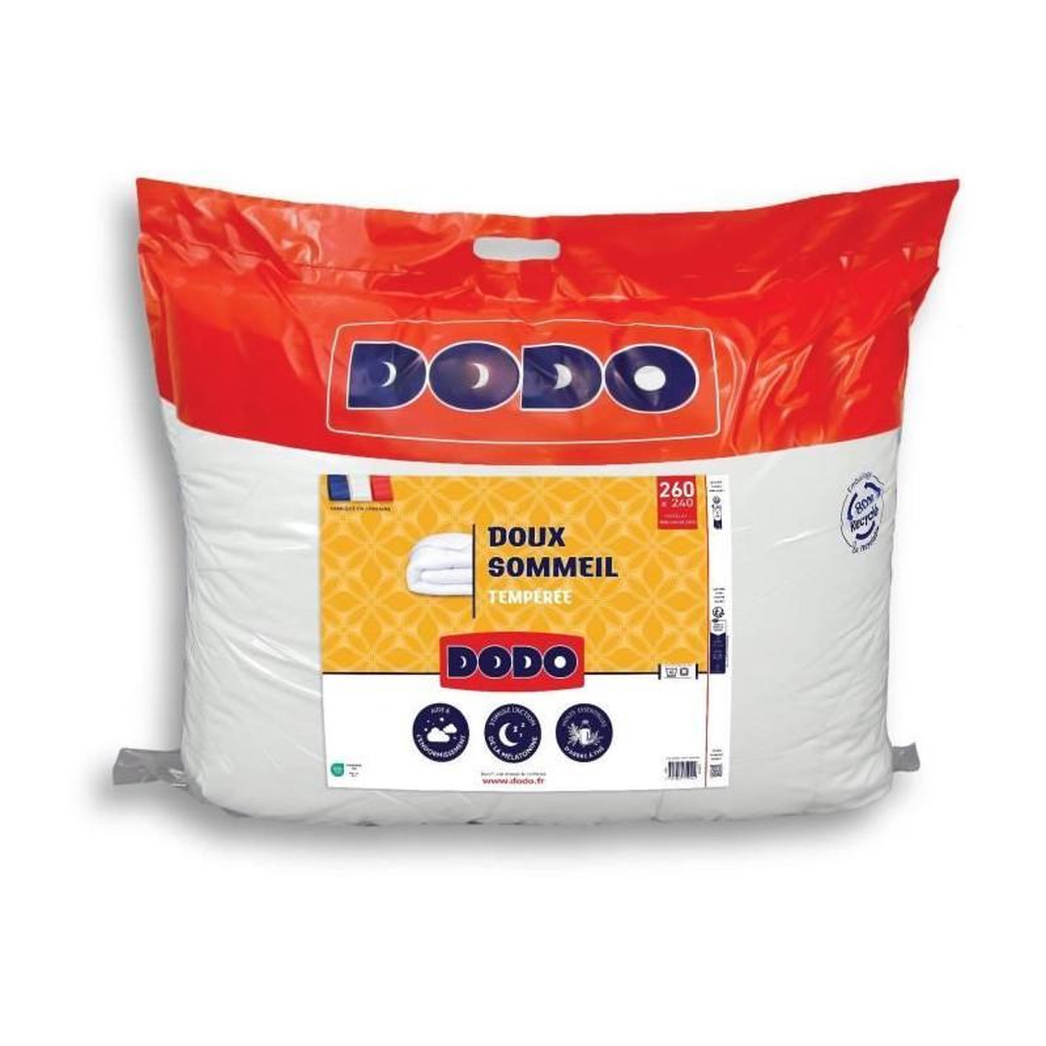 DODO DODO - Couette tempérée 300 g/m² - DOUX SOMMEIL - 240 x 260 cm - Blanc
