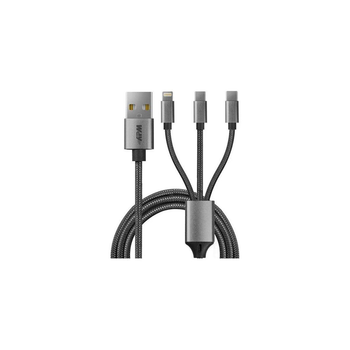 APM Câble duo 3 en 1 USB-C/Micro usb/Ligthning 1M50