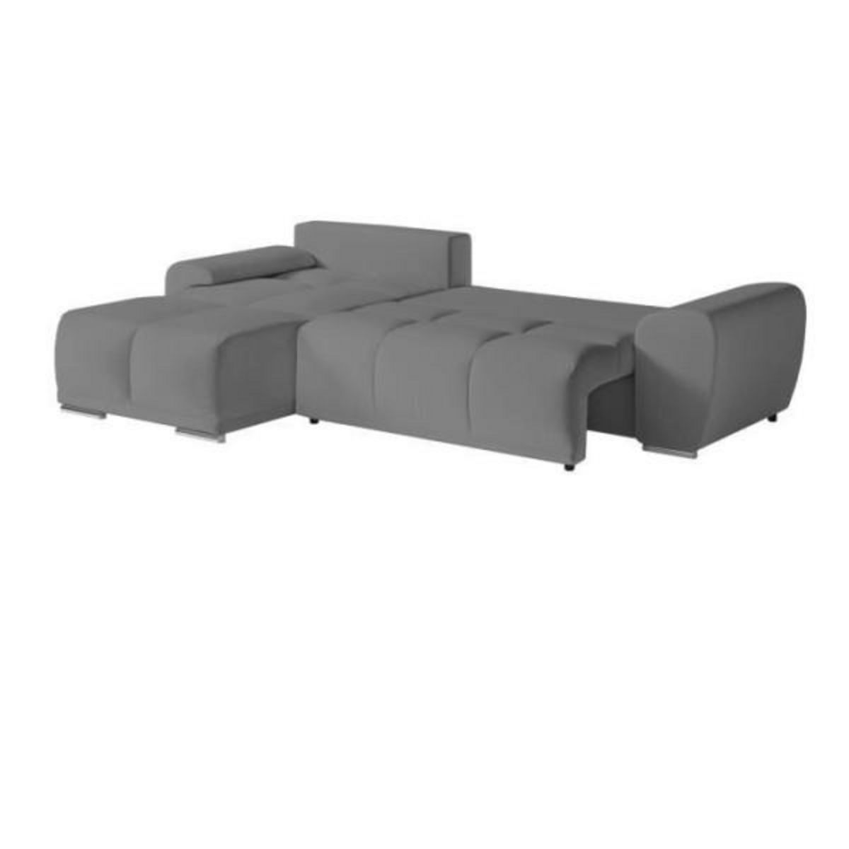 LOUNGITUDE Canapé d'angle gauche 4 places convertible CASSANDRA avec coffre en tissu - Gris - L270 x P181 x H89cm - LOUNGITUDE