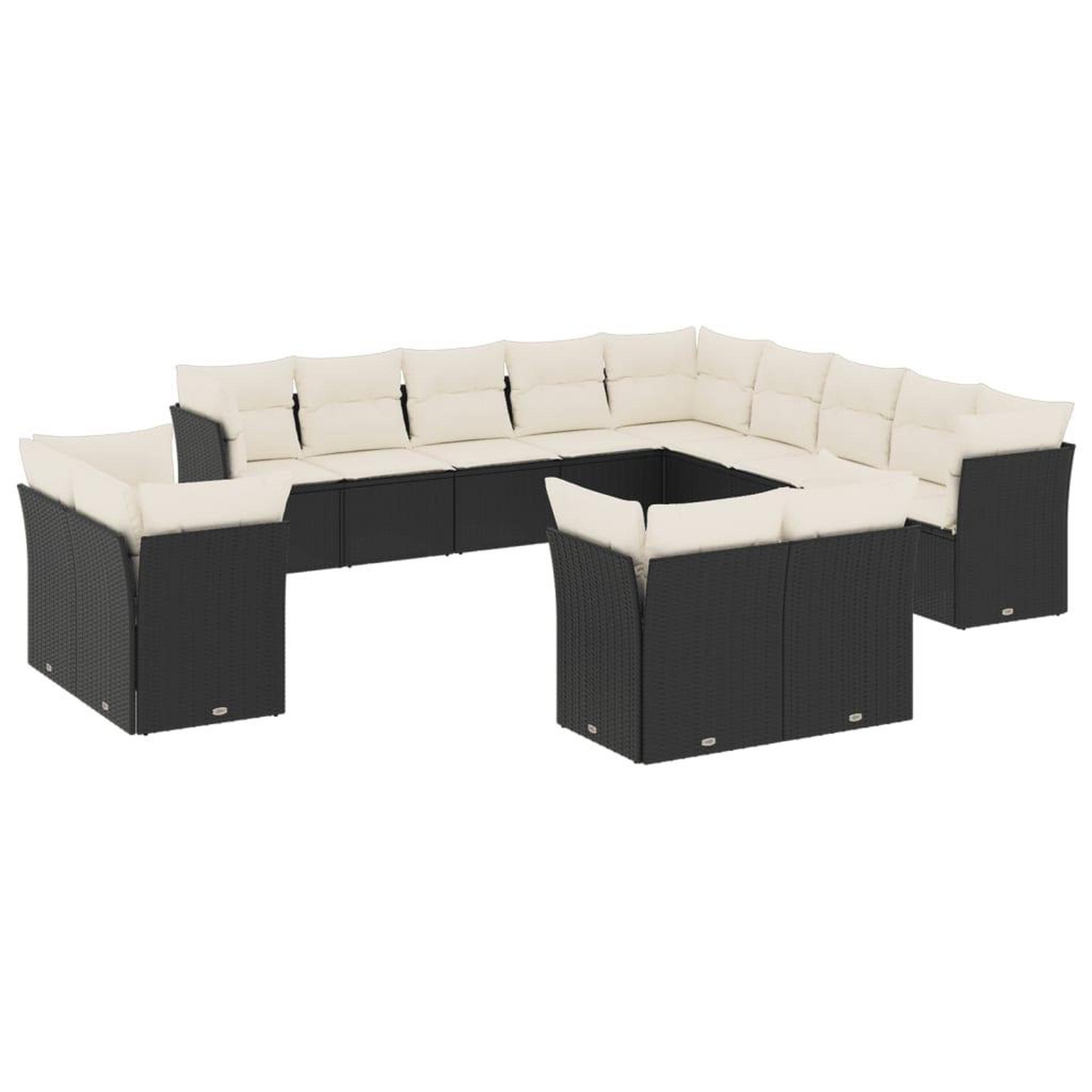 Voir la diapositive 2 : VIDAXL Salon de jardin avec coussins 13 pcs noir resine tressee