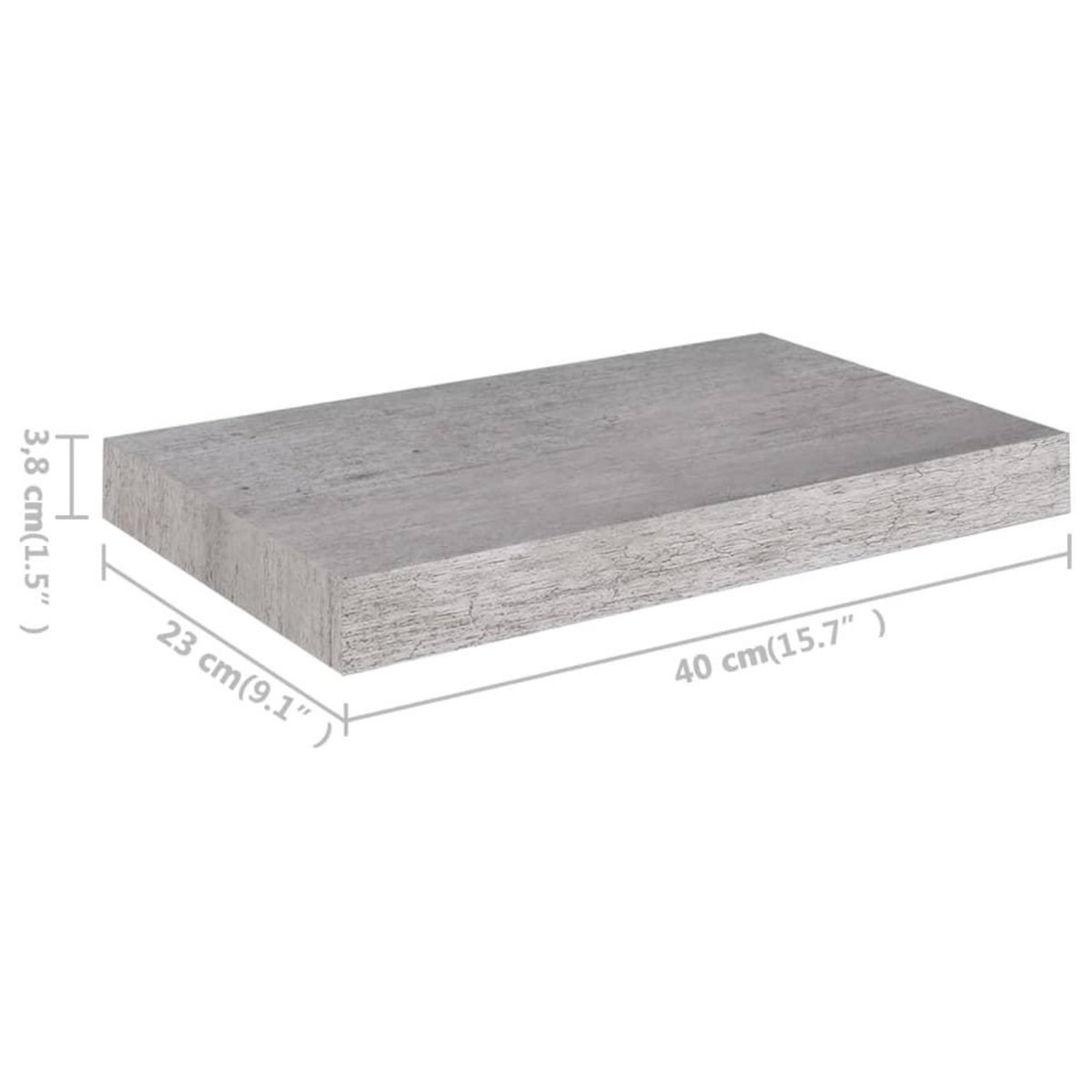 VIDAXL Etageres murales flottantes 4 pcs gris beton 40x23x3,8 cm MDF