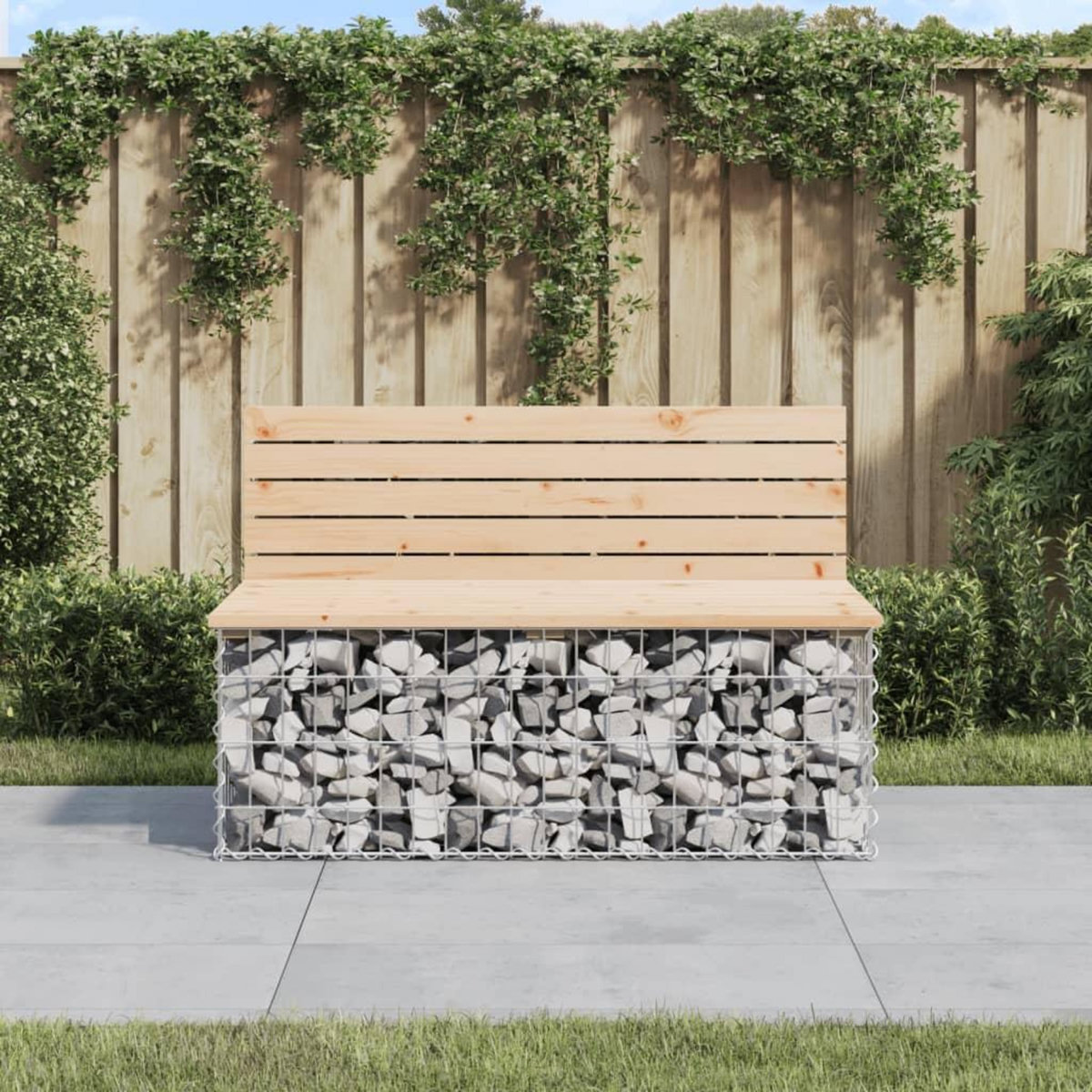 VIDAXL Banc de jardin design de gabion 103x70x65 cm bois massif de pin