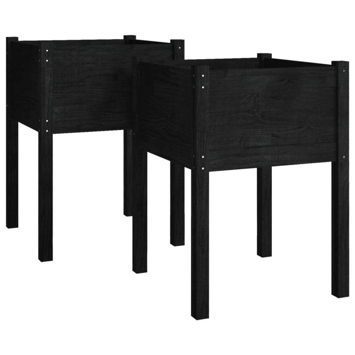 VIDAXL Jardinieres 2 pcs Noir 50x50x70 cm Bois de pin massif