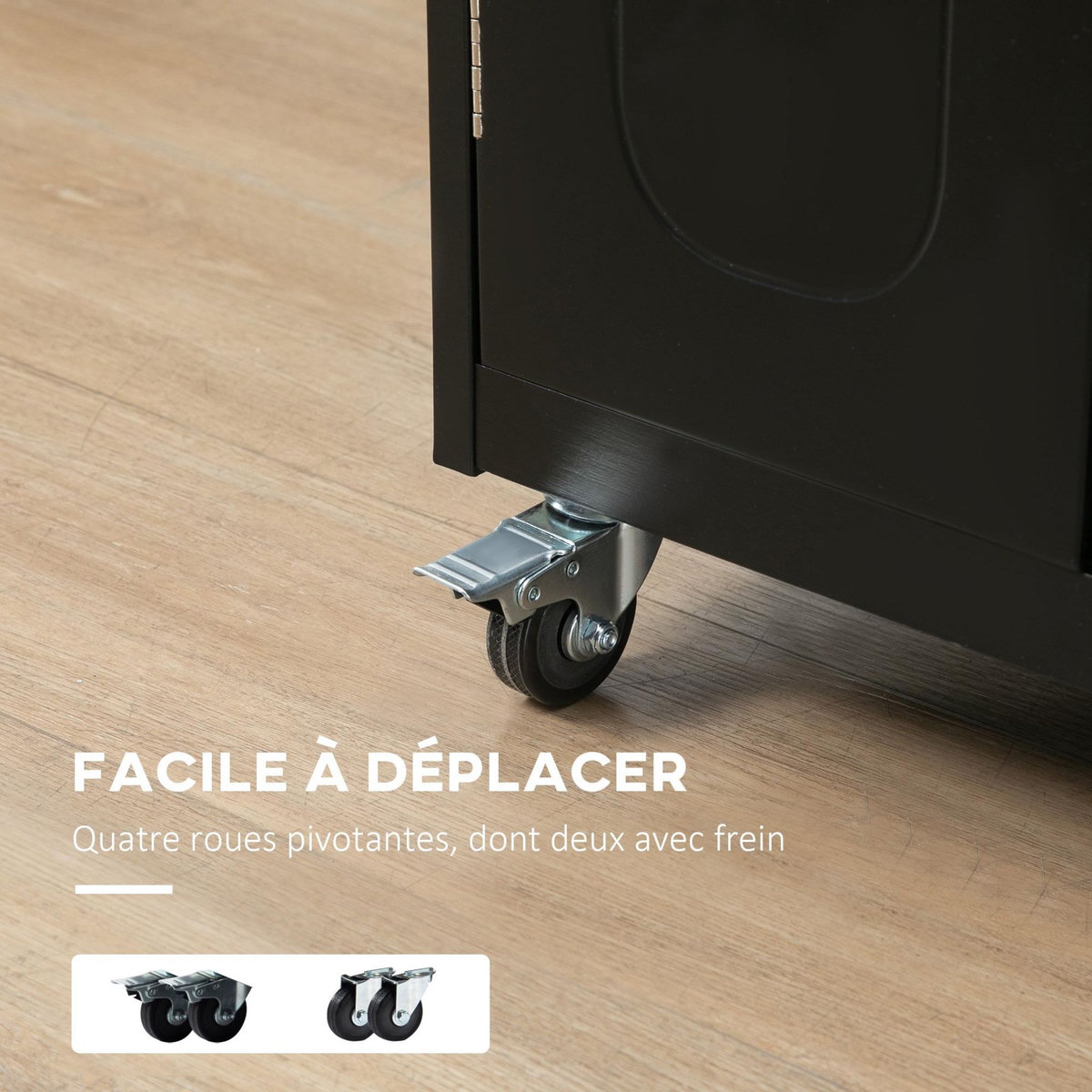 HOMCOM Desserte de cuisine multi-rangements 1 tiroir placard 2 portes avec étagère porte-torchons MDF acier inox.