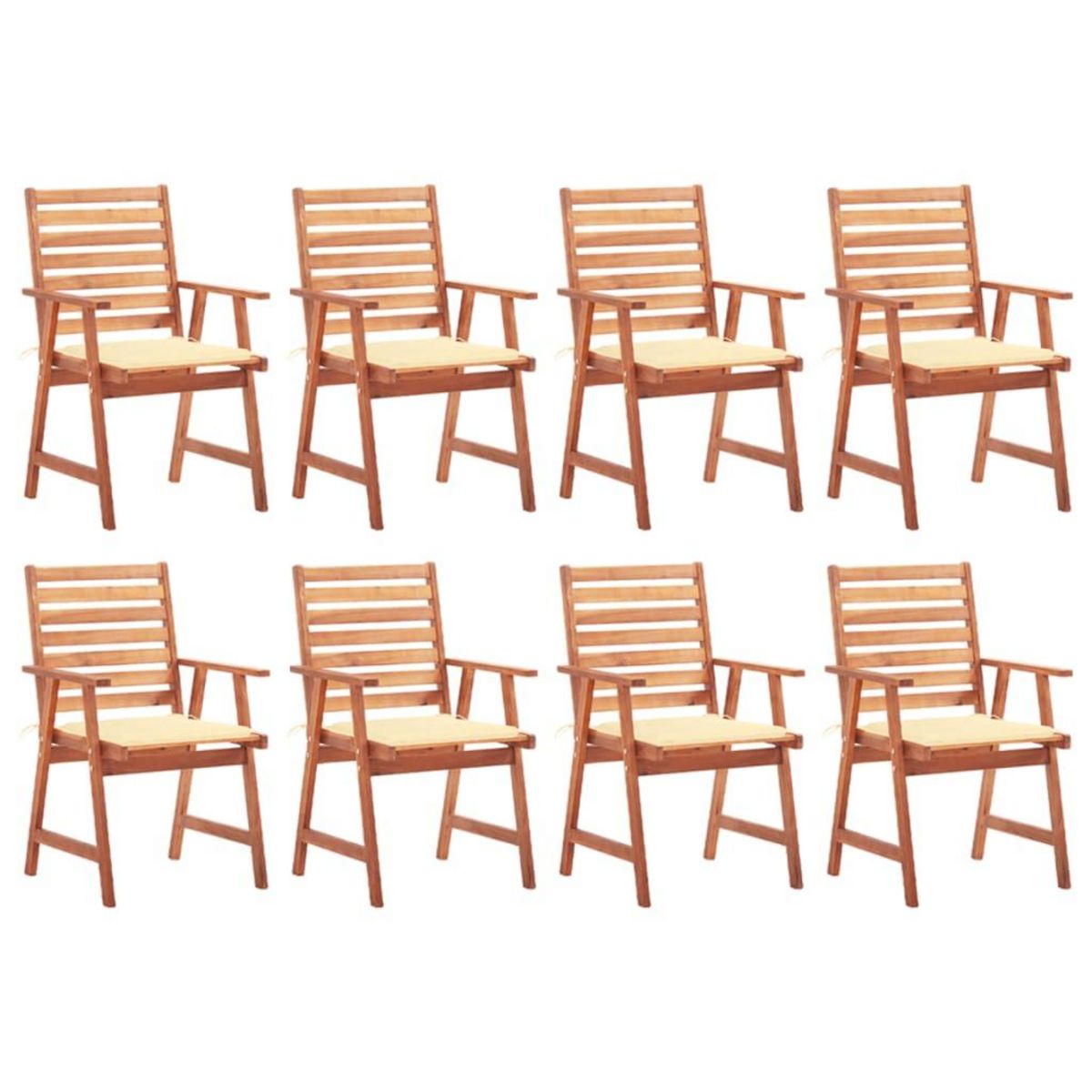 VIDAXL Chaises a manger d'exterieur lot de 8 et coussins Acacia massif