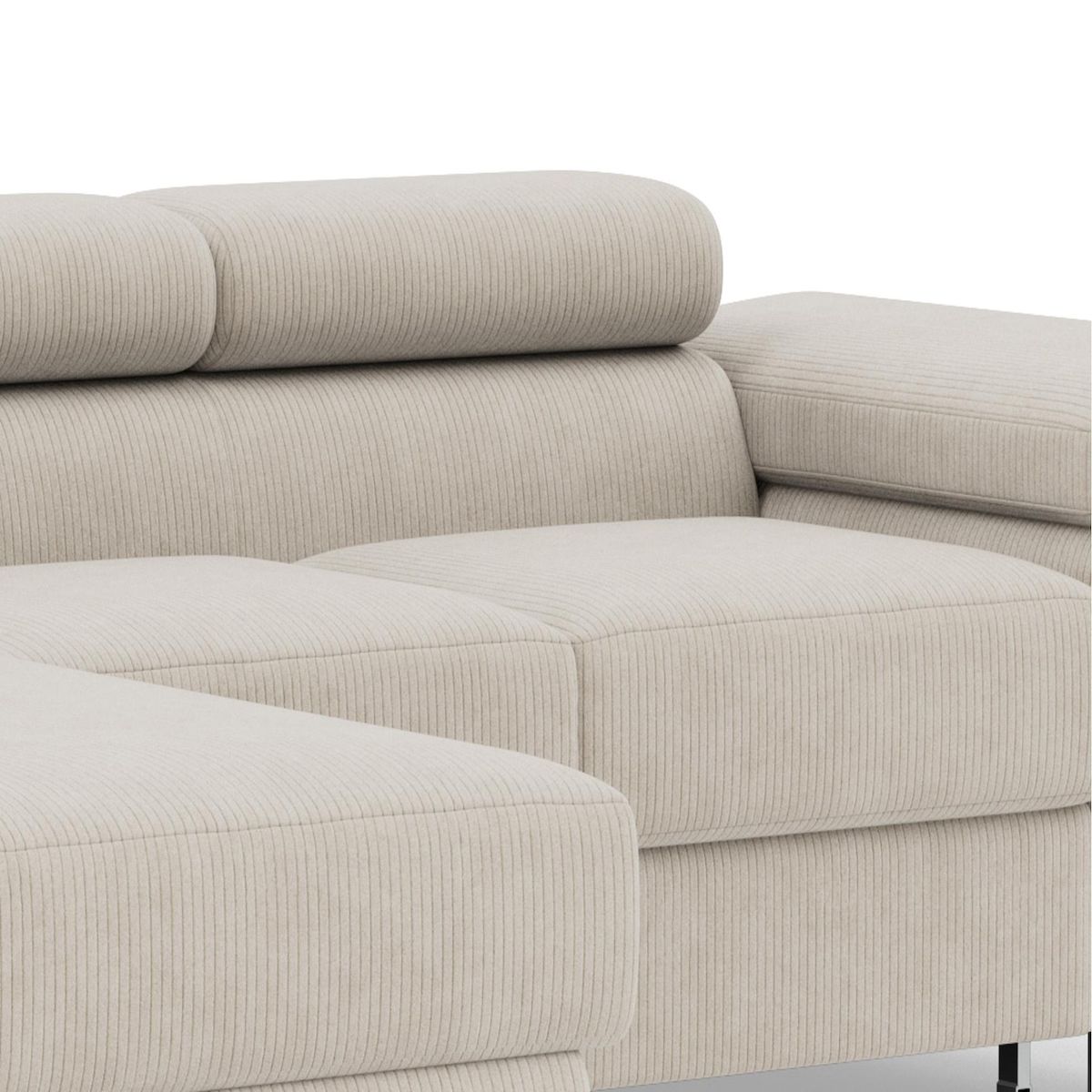 BEST MOBILIER Pablo - canapé d'angle gauche - 6 places - convertible avec coffre et têtières réglables - en velours côtelé