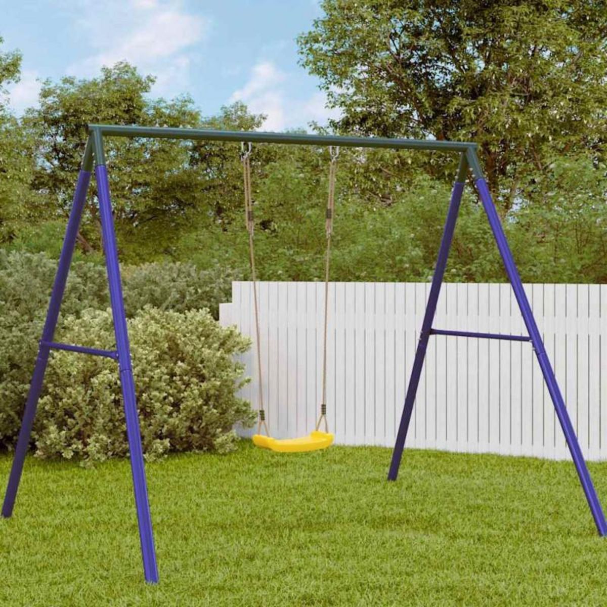 VIDAXL Balançoire d extérieur d enfants simple et corde réglable jaune