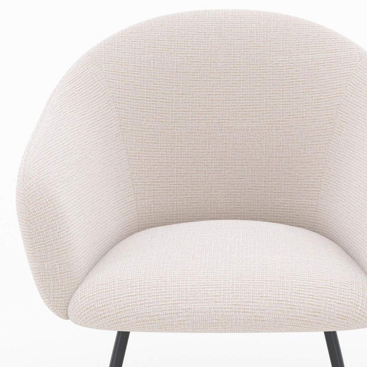Rendez vous déco Fauteuil en tissu blanc chiné et pieds en métal noir - Socky