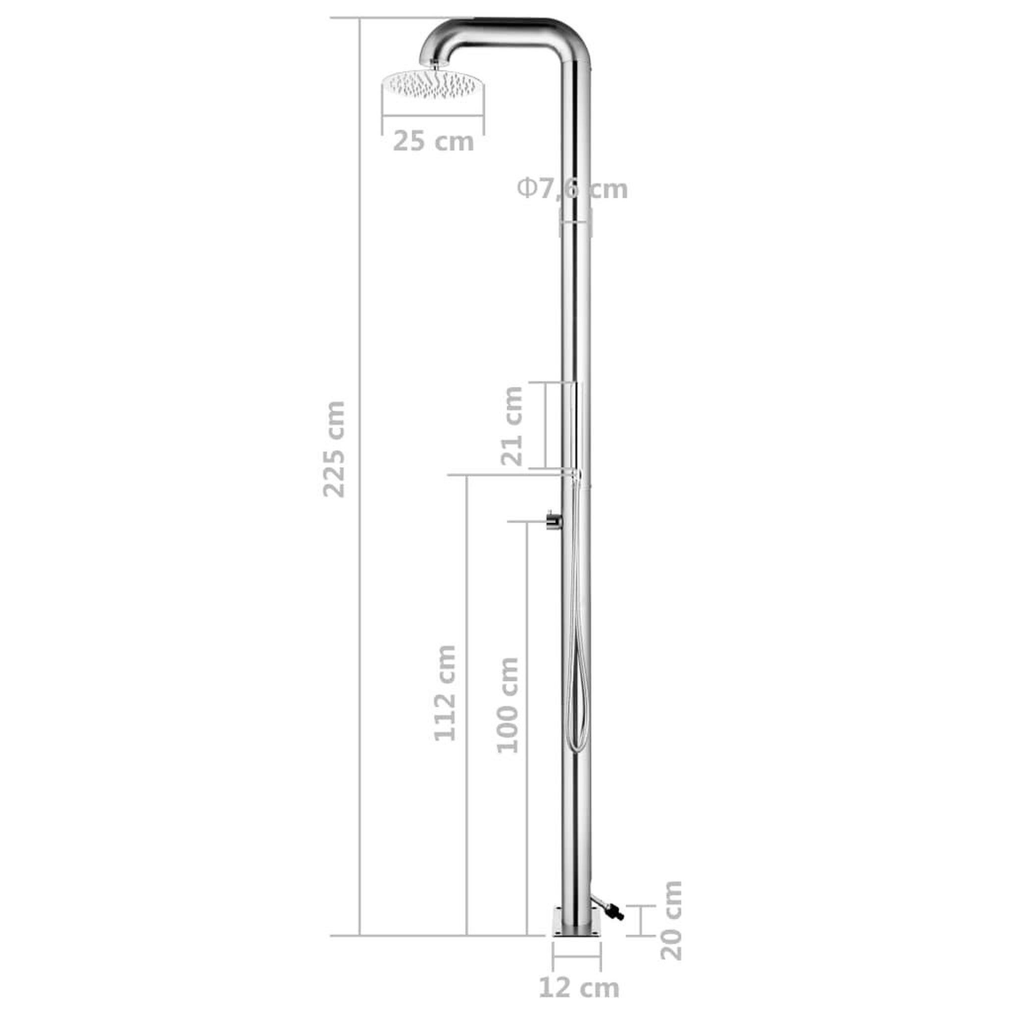 Voir la diapositive 6 : VIDAXL Douche de jardin avec base gris 230 cm Acier inoxydable
