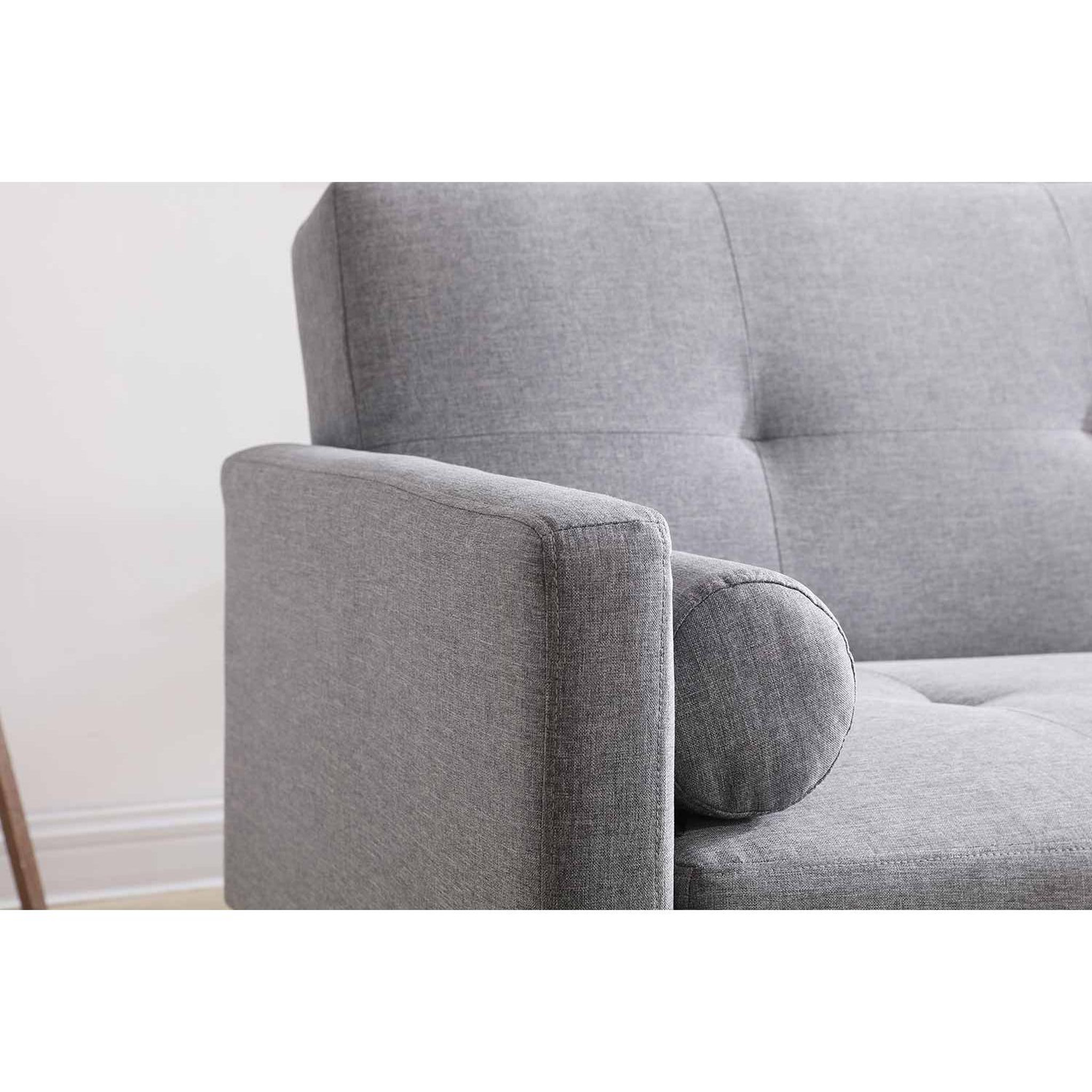 Voir la diapositive 5 : CONCEPT USINE Canapé convertible 3 places en tissu gris  WOODEN