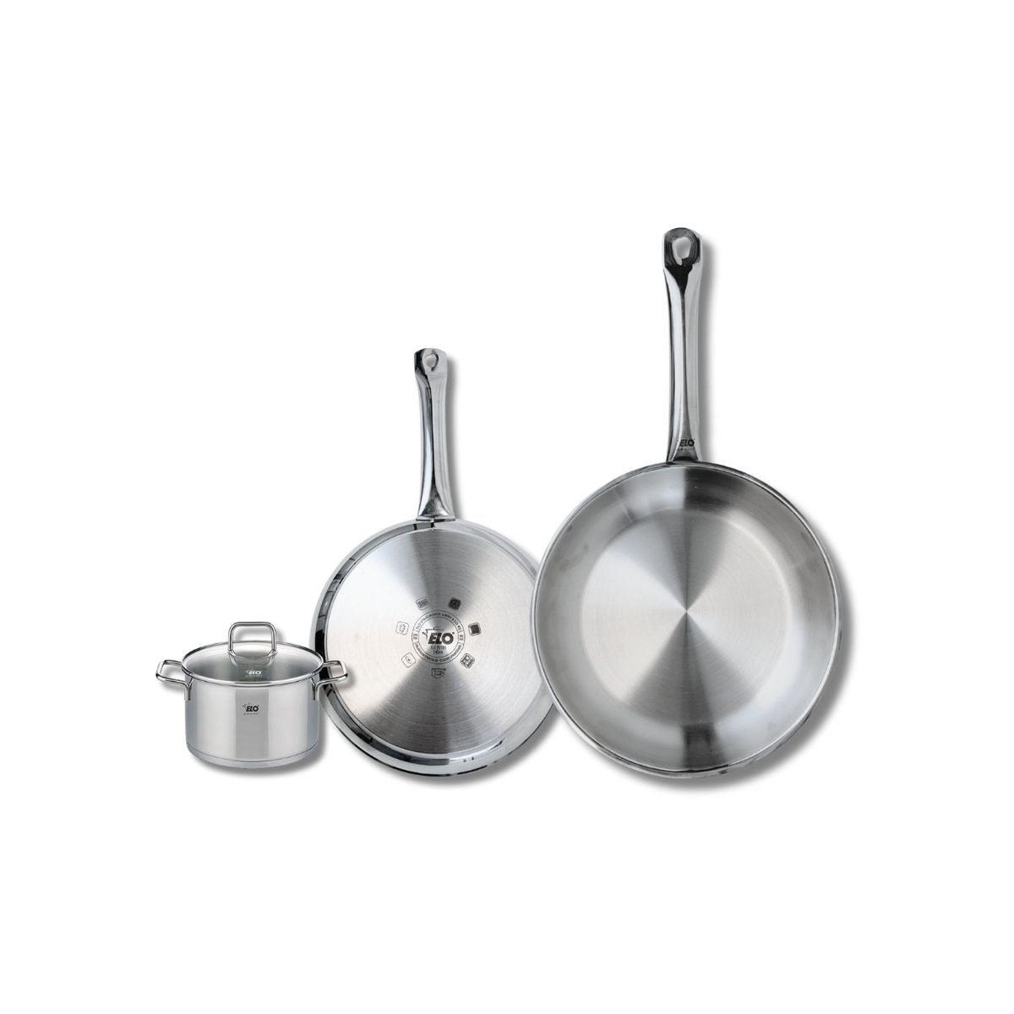 ELO Set de 2 poêles de cuisson 24 et 28 cm et 1 faitout 12 cm elo profi citrin