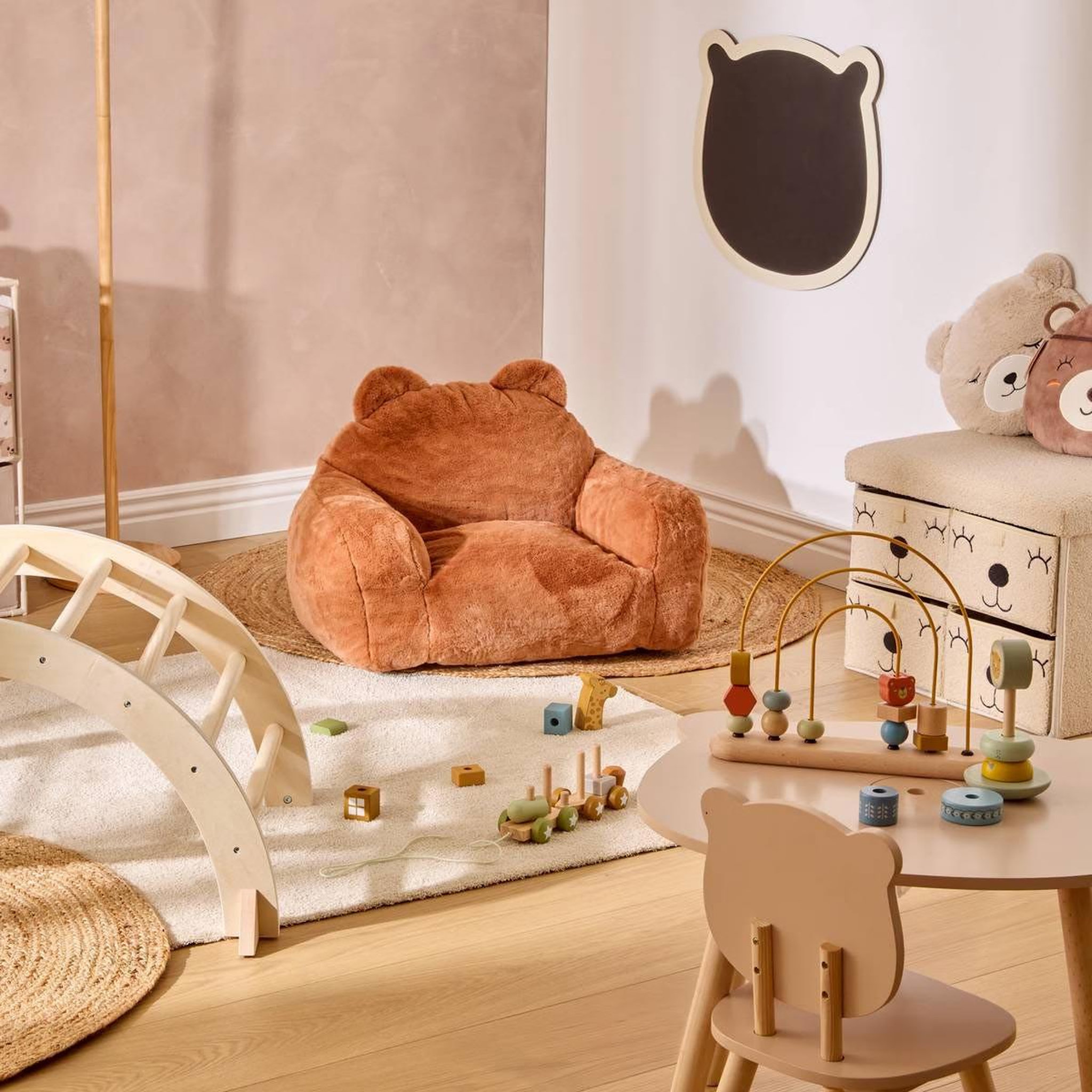 Voir la diapositive 2 : Atmosphera Kids Fauteuil Enfant Ourson  Mamad  65cm Marron
