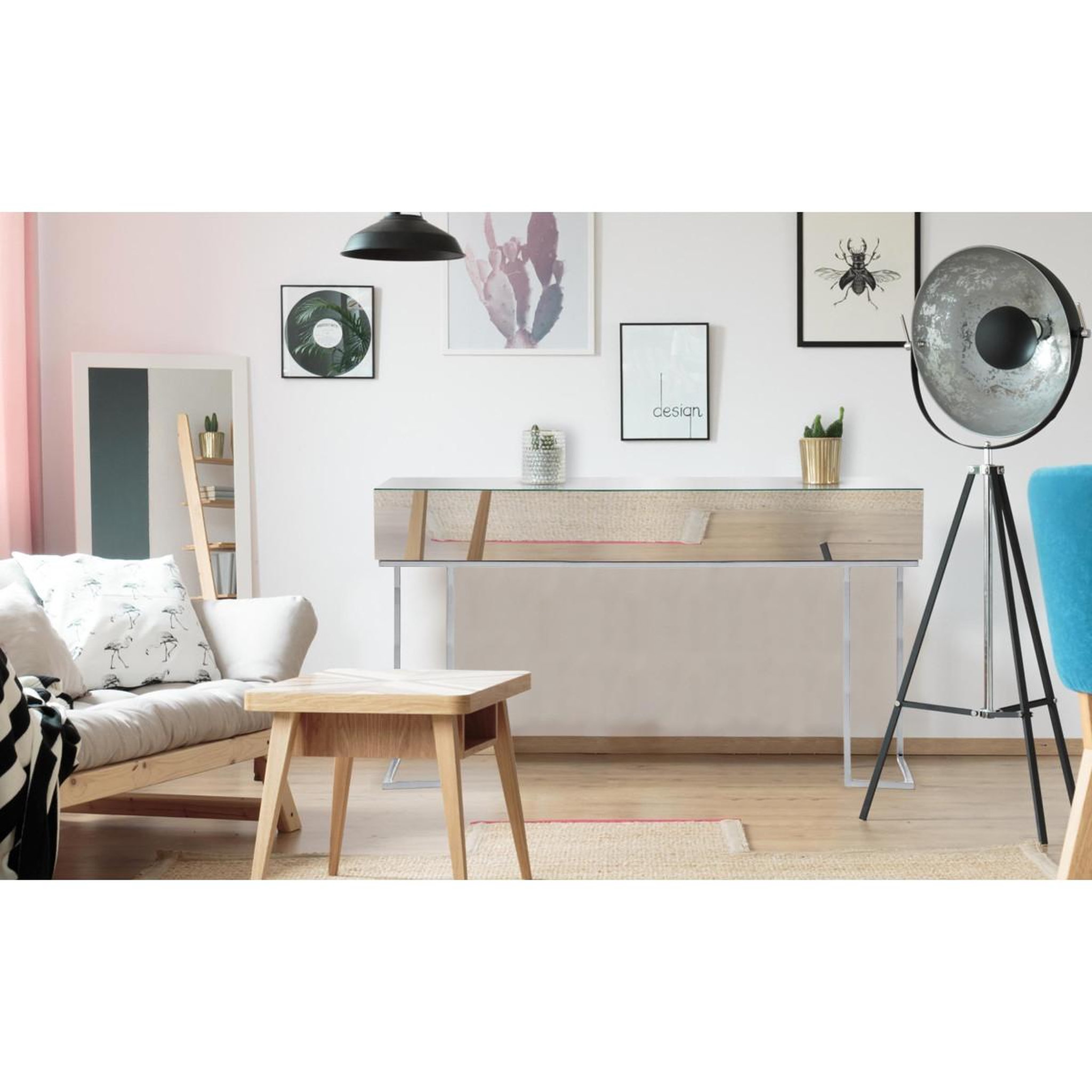 Voir la diapositive 6 : Paris Prix Console Design  Miravo  119cm Transparent & Argent