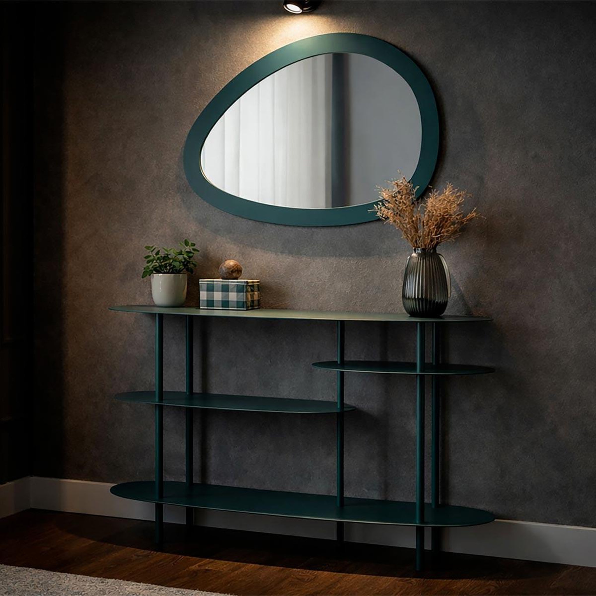 Voir la diapositive 4 : Paris Prix Miroir Mural Design  Saturn  71cm Bleu