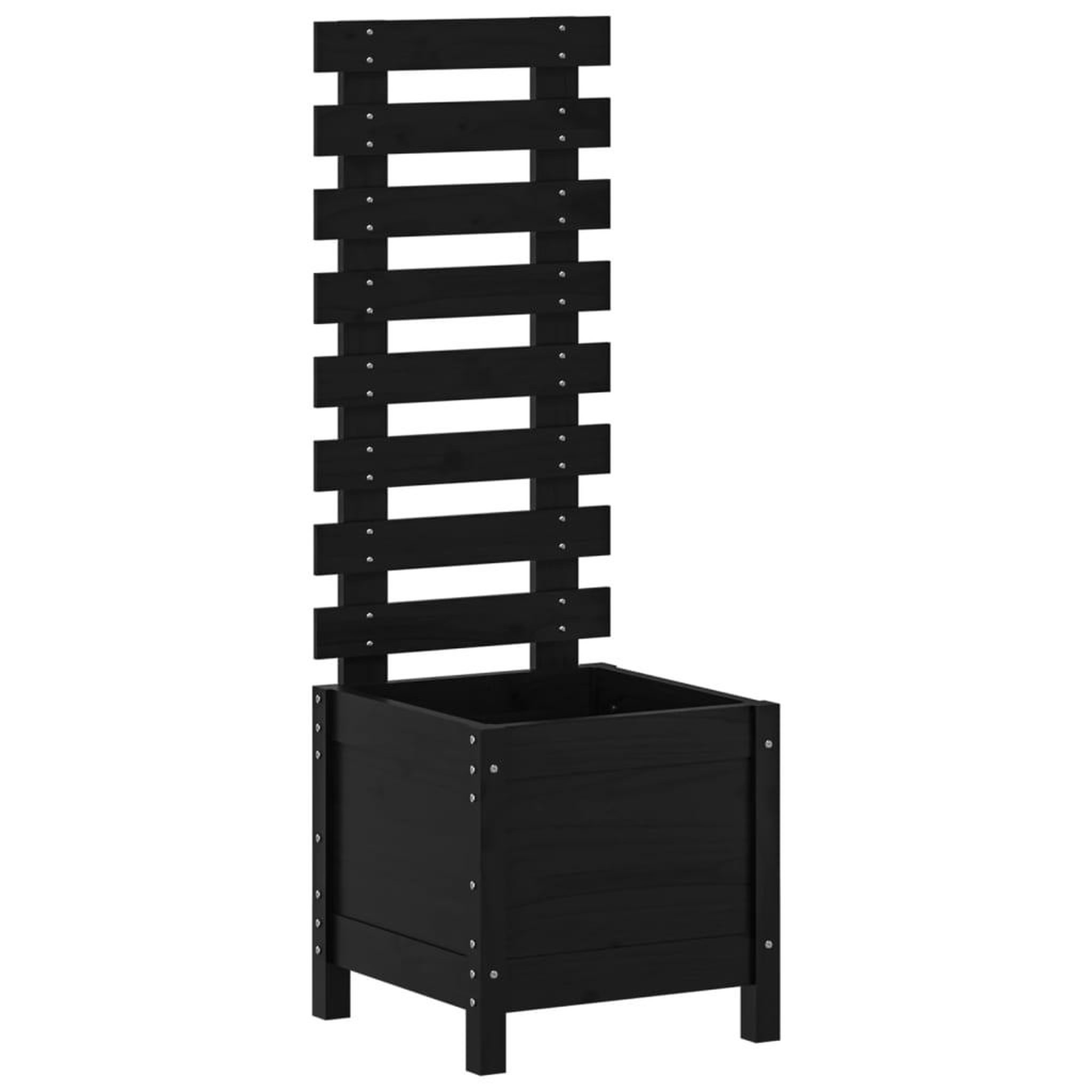 Voir la diapositive 2 : VIDAXL Jardiniere avec support noir 39x39,5x114 cm bois de pin massif