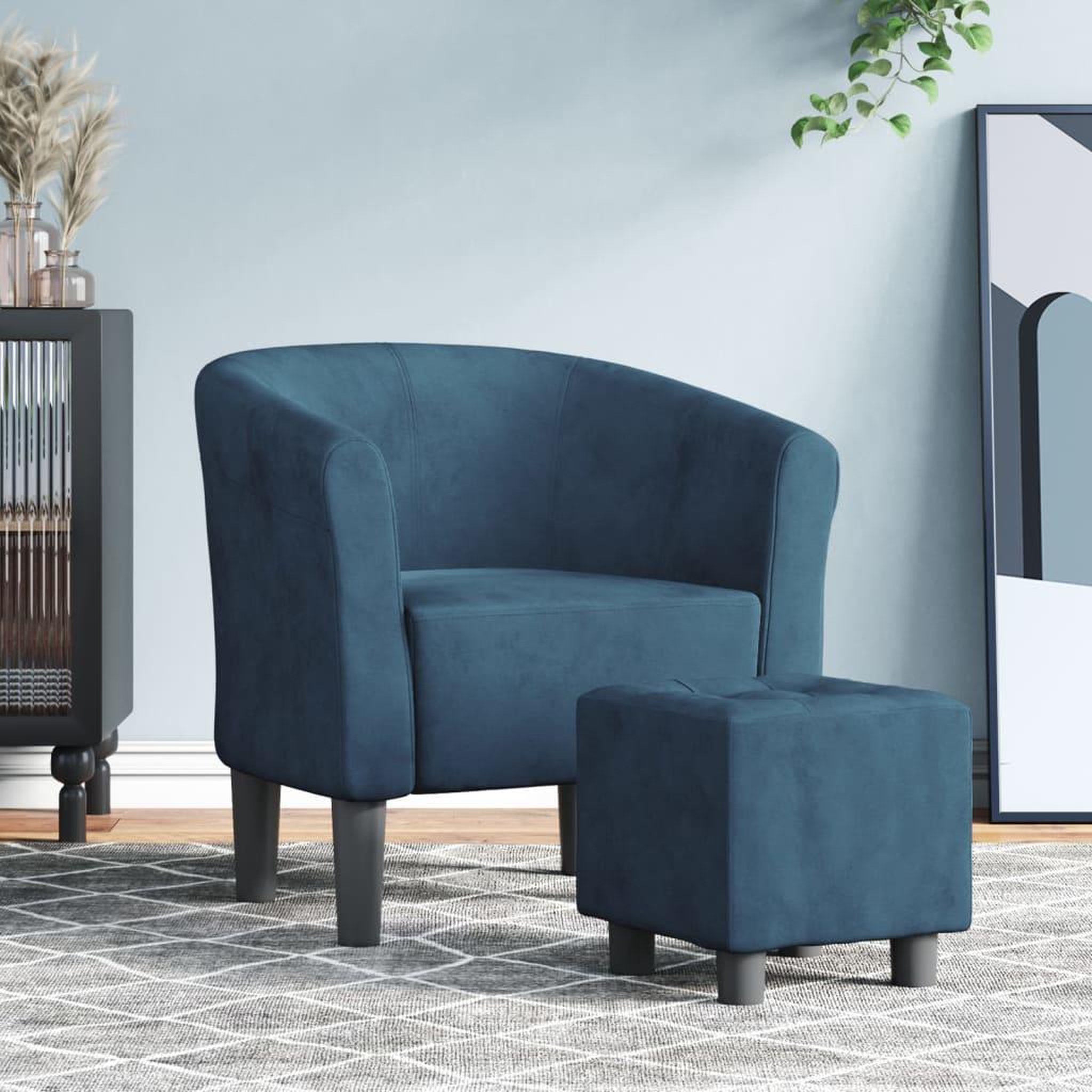 VIDAXL Chaise cabriolet avec repose-pied bleu fonce velours