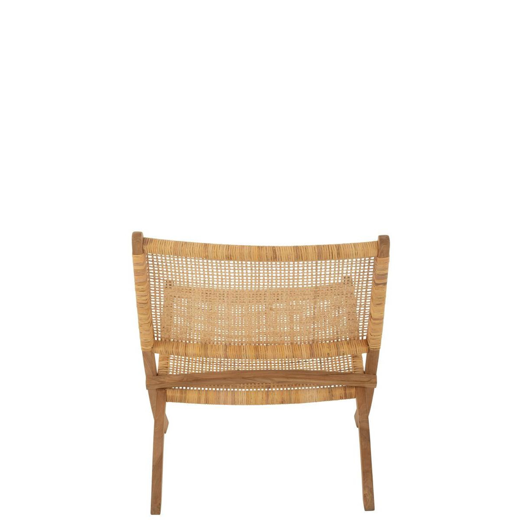 Voir la diapositive 4 : J-LINE Fauteuil Pliant en Teck  Moises  78cm Naturel