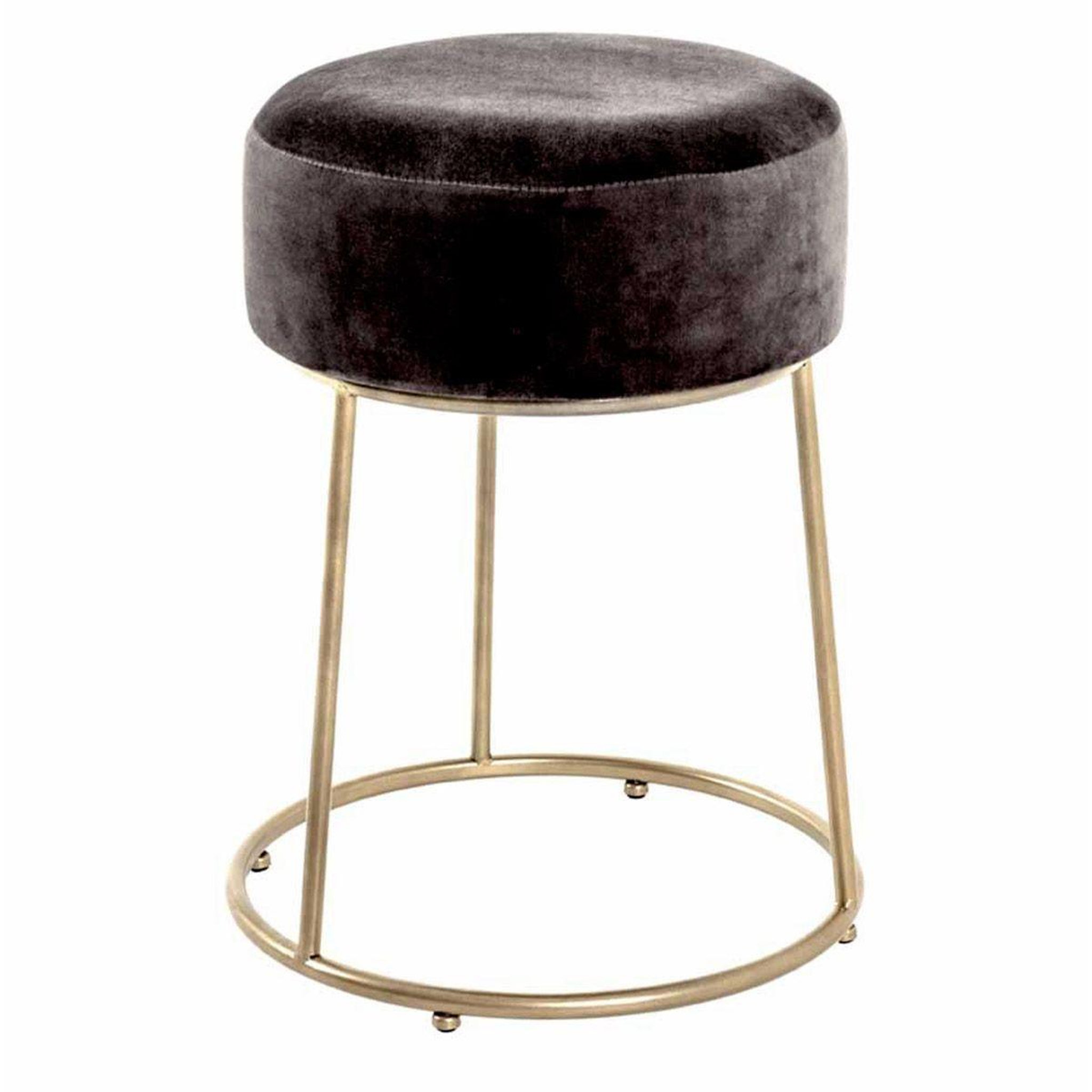 Paris Prix Tabouret en velours rond  raina  46cm gris