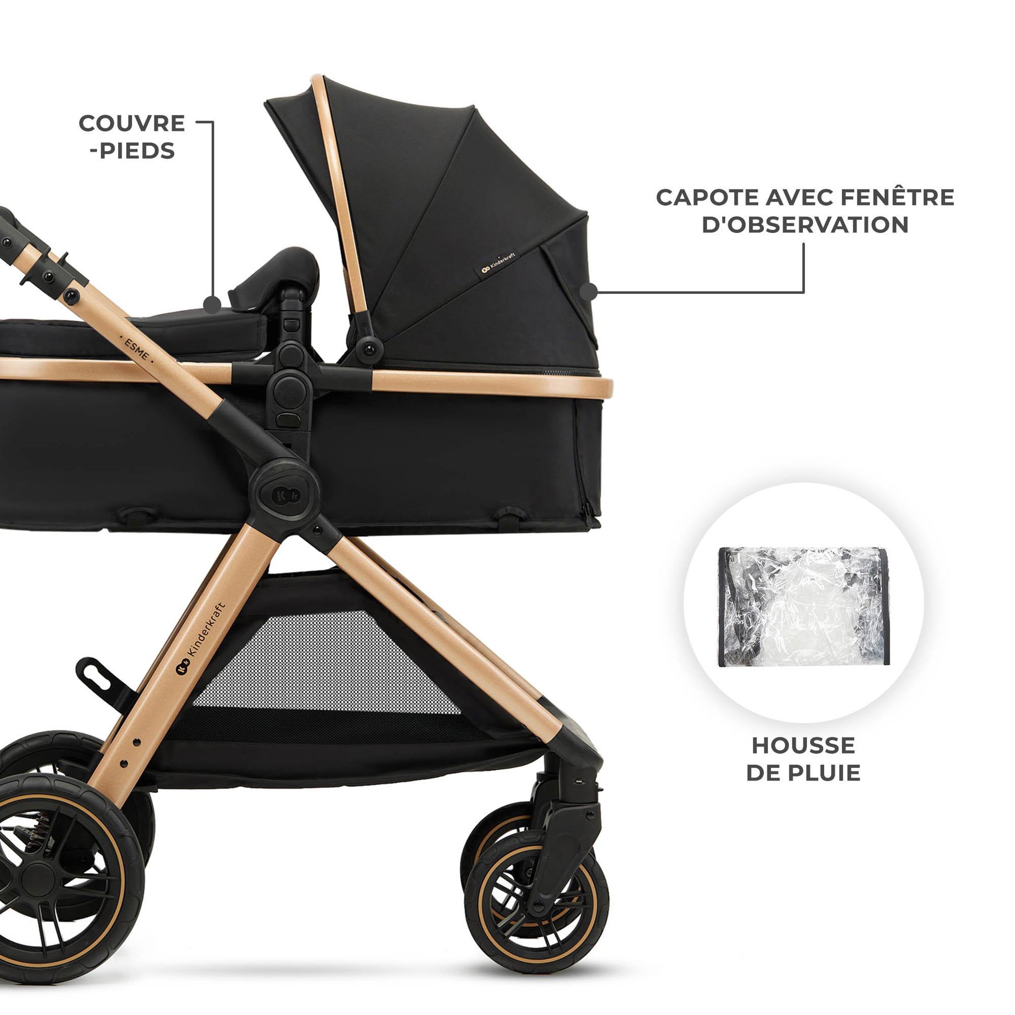 Voir la diapositive 6 : KINDERKRAFT Poussette multifonctionnelle 3 en 1 ESME PRO
