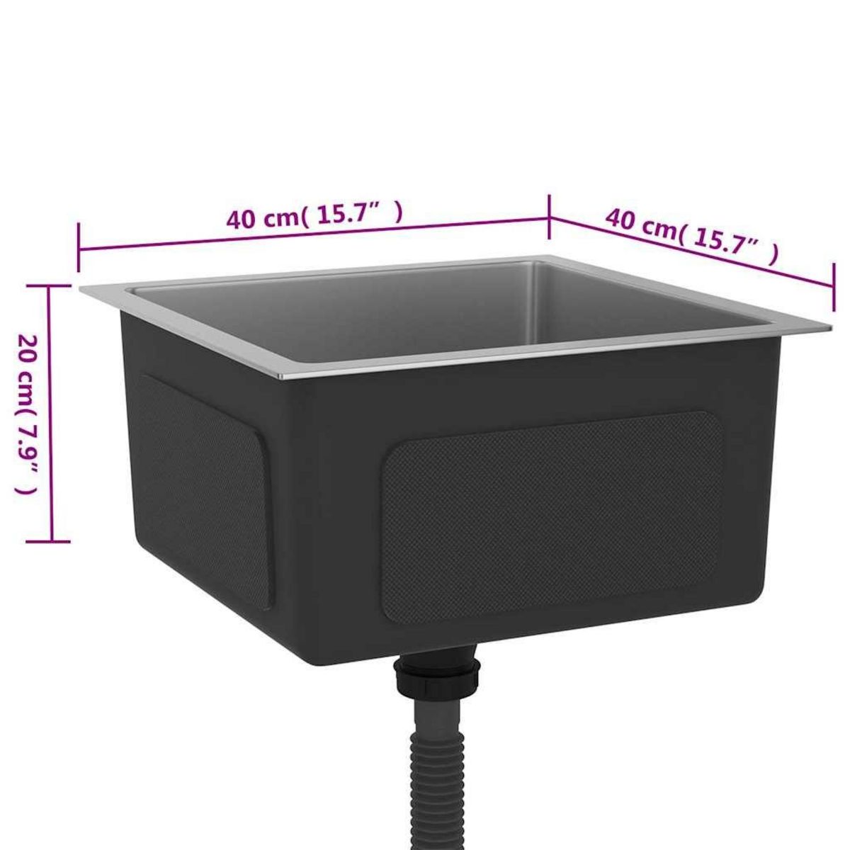 VIDAXL Evier de cuisine fait main Acier inoxydable