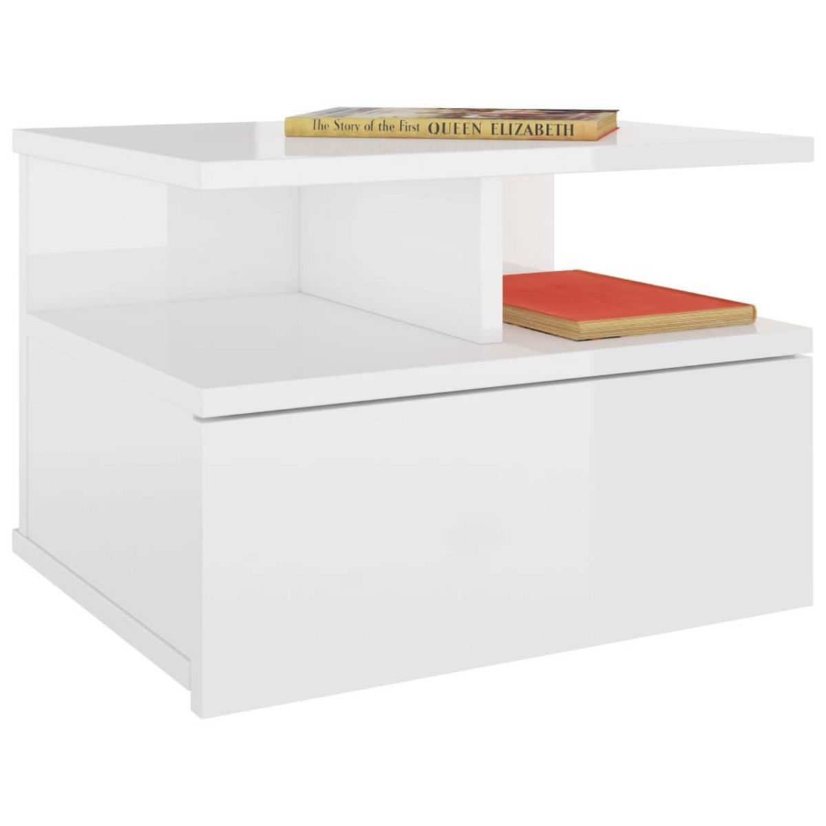 VIDAXL Table de chevet flottante Blanc brillant Bois d'ingenierie
