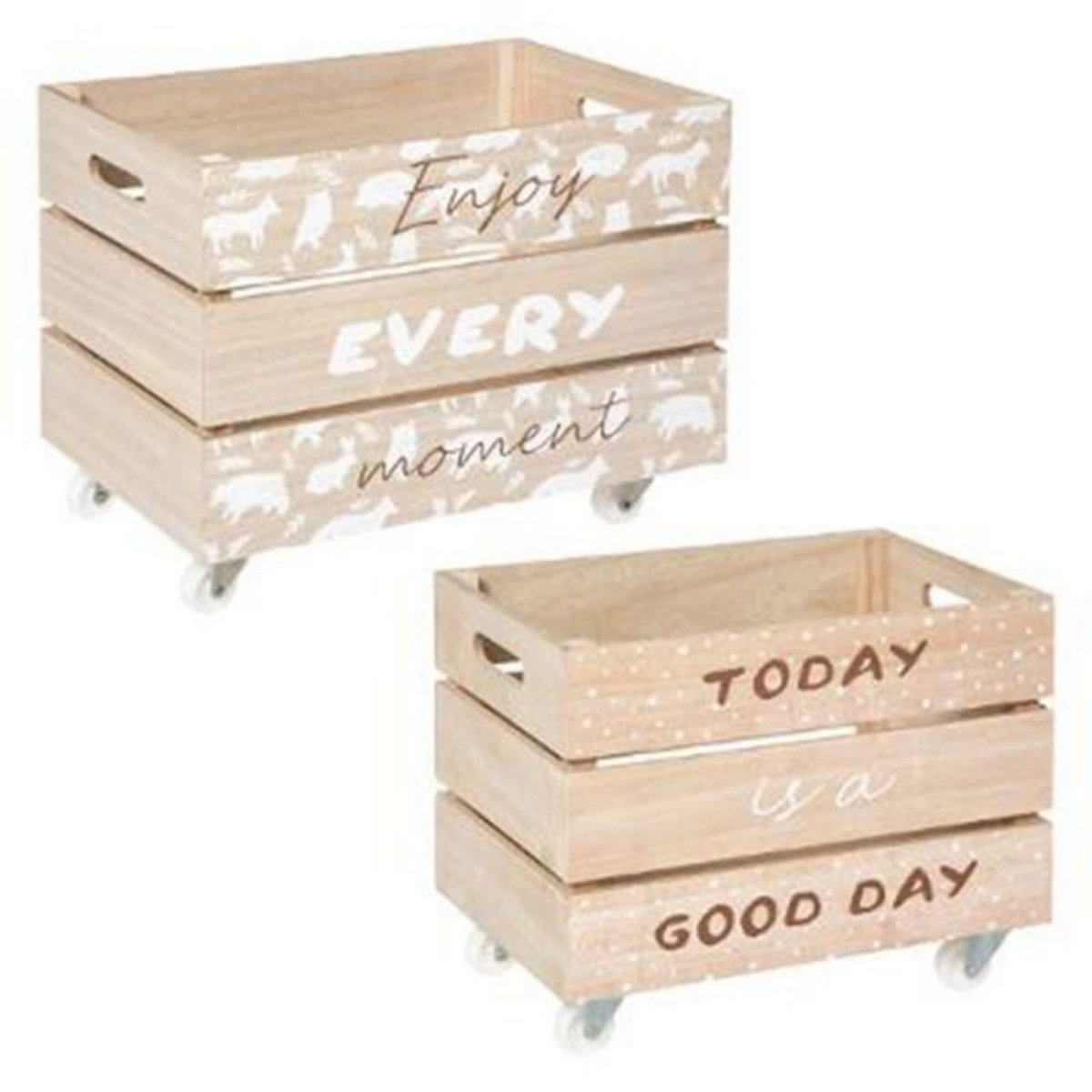 Atmosphera Kids Lot de 2 Cagettes Enfant  Print  39cm Blanc