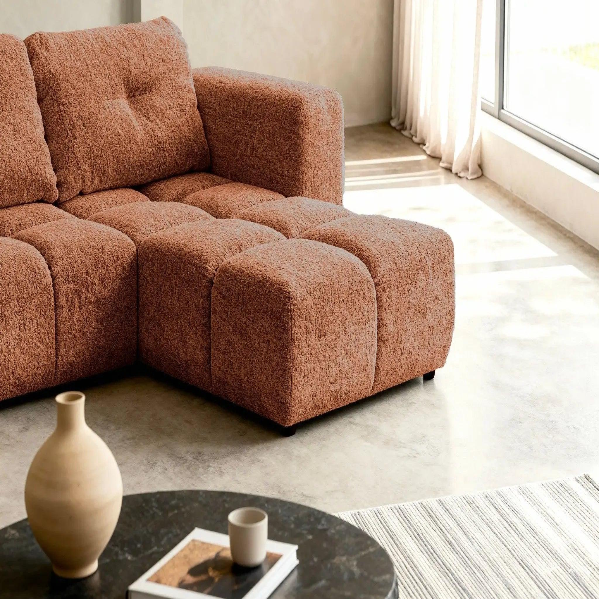 Voir la diapositive 4 : CASANOVA PARIS Romy 3 places - canapé d'angle convertible tissu chenille 3 places