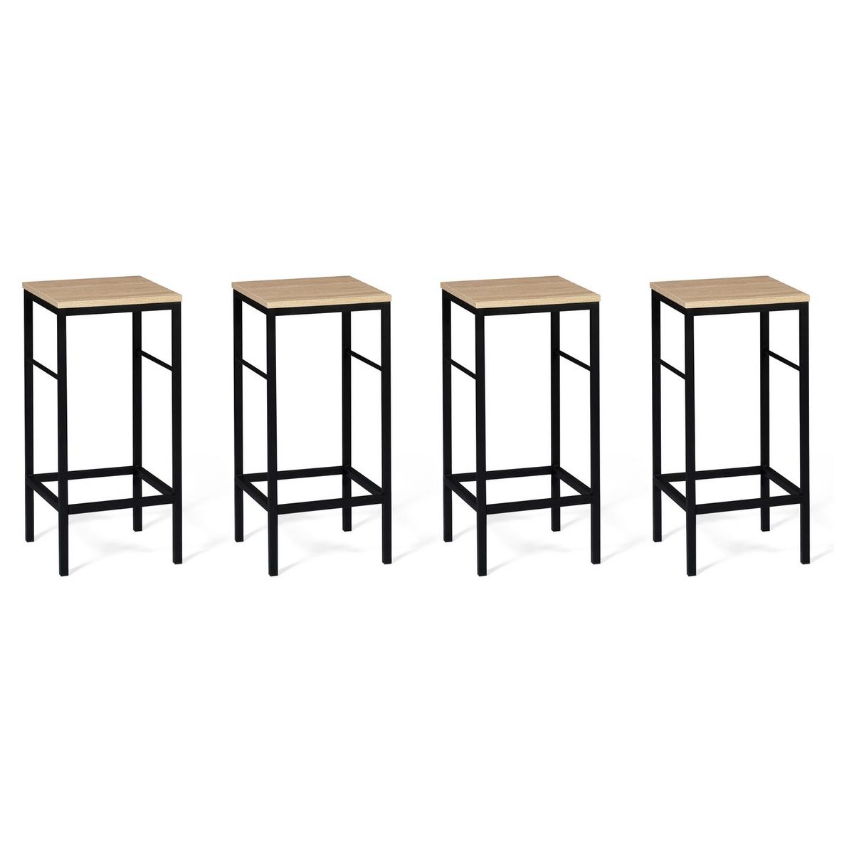 Lot de 4 tabourets de bar style industriel pieds métal HOUSTON