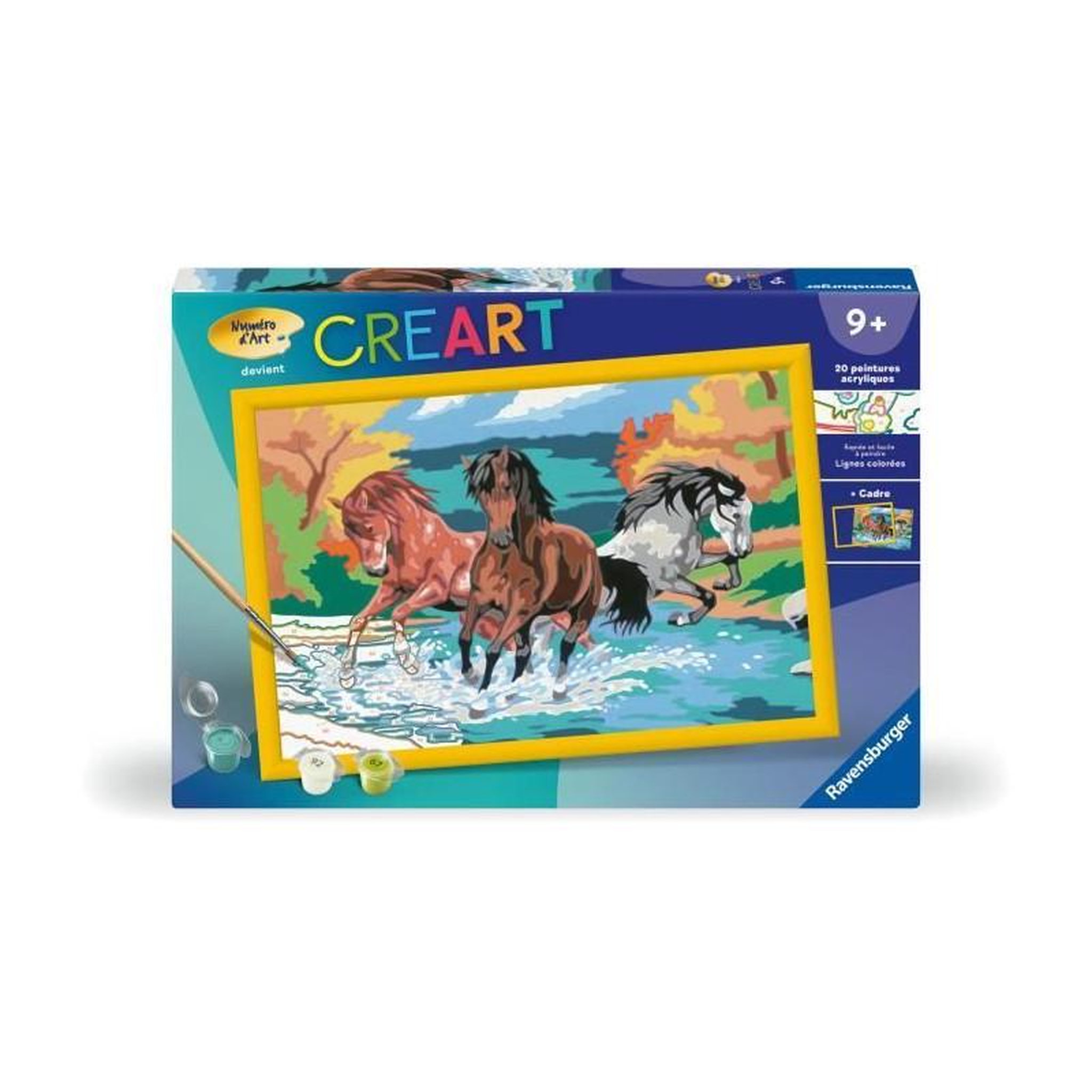 RAVENSBURGER CreArt Kids 31x21cm Horde de chevaux, Kit de peinture par numéros Numéro d'Art, Des 9 ans, 25846, Ravensburger