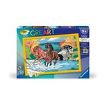 RAVENSBURGER CreArt Kids 31x21cm Horde de chevaux, Kit de peinture par numéros Numéro d'Art, Des 9 ans, 25846, Ravensburger