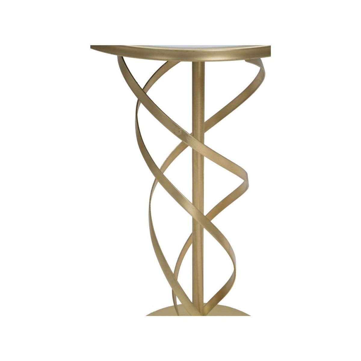 Paris Prix Table d'Appoint Effet Marbre  Spirale  61cm Blanc & Or