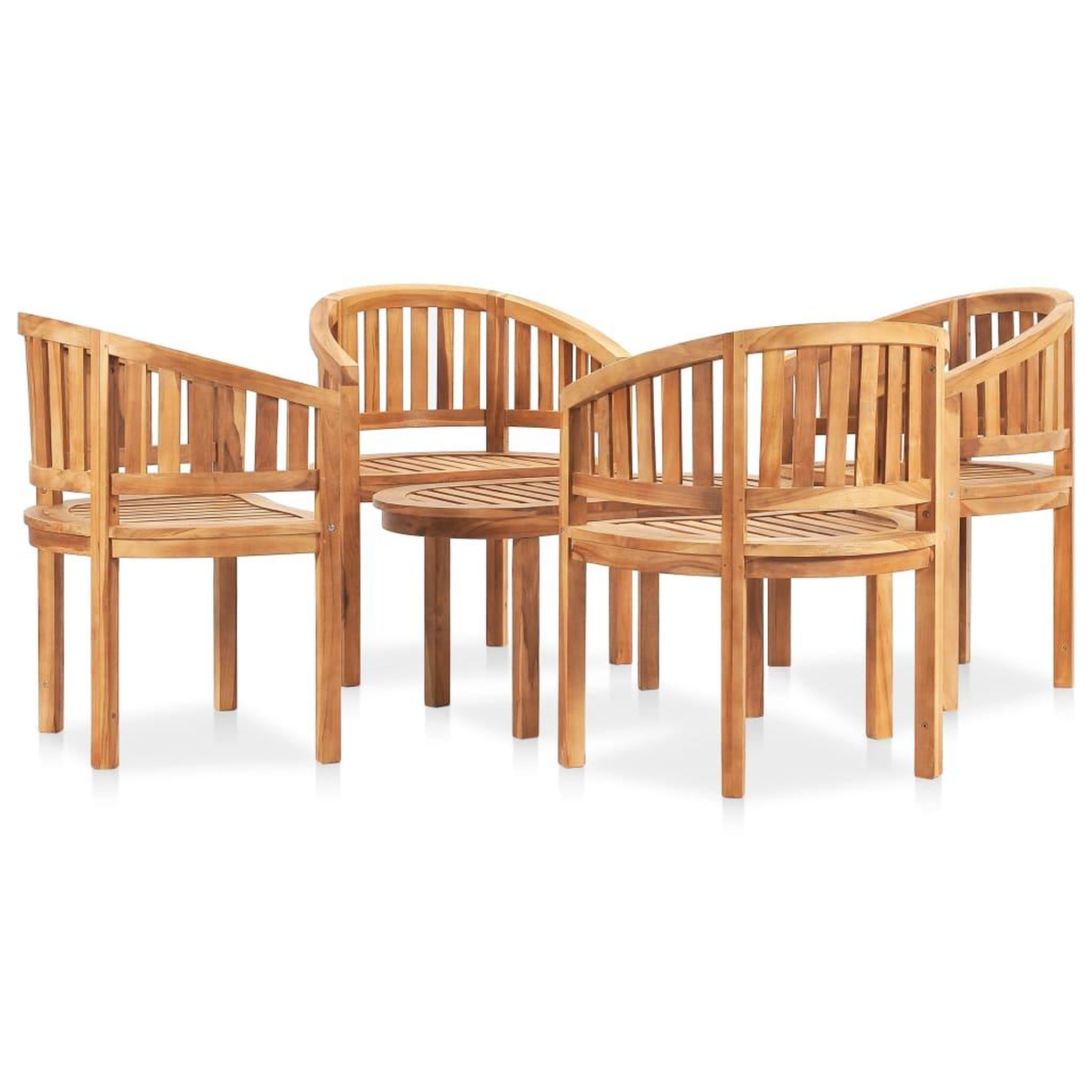 Voir la diapositive 4 : VIDAXL Salon de jardin 5 pcs en forme de banane Bois de teck solide