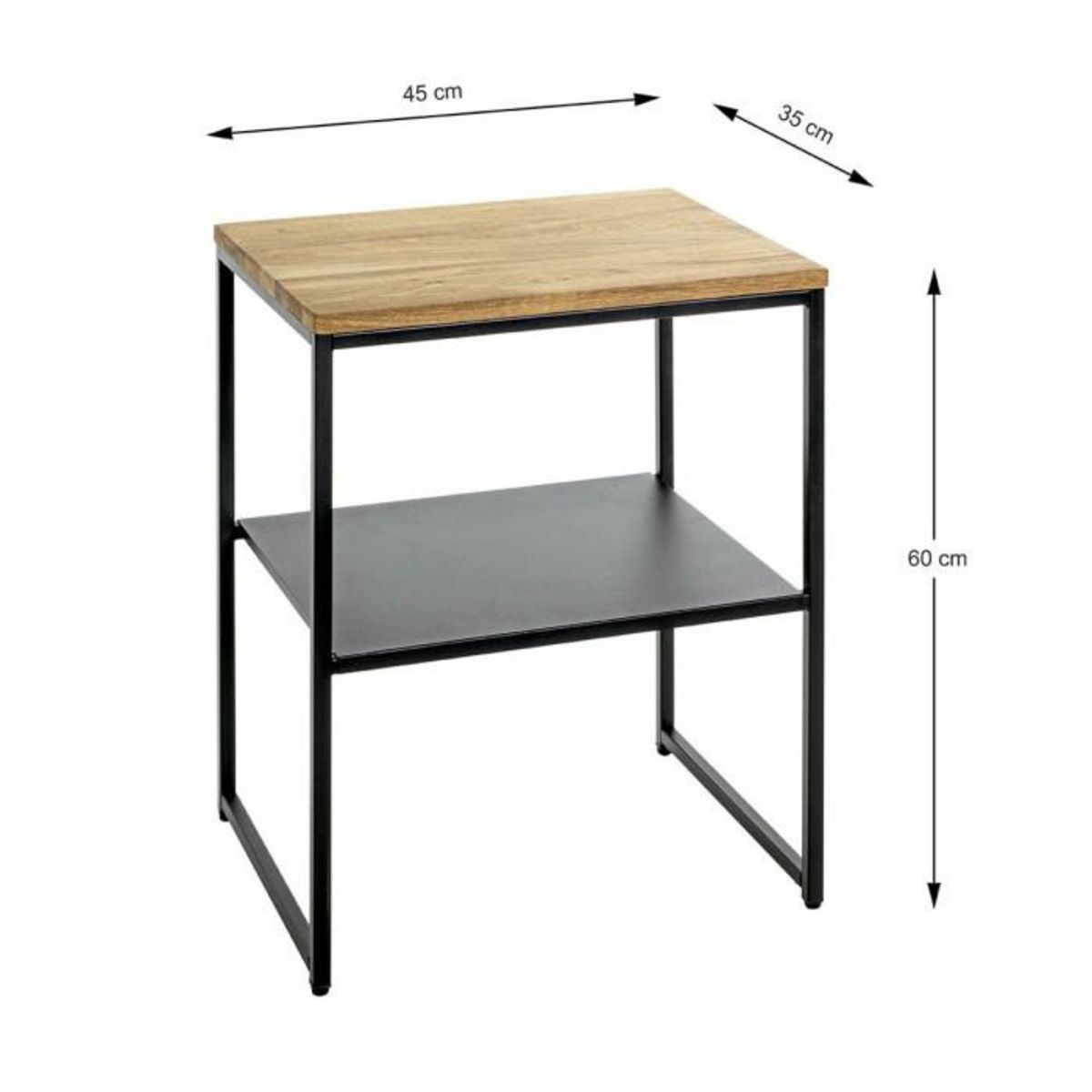 Paris Prix Table d'Appoint 2 Niveaux  Pika  60cm Chêne & Noir