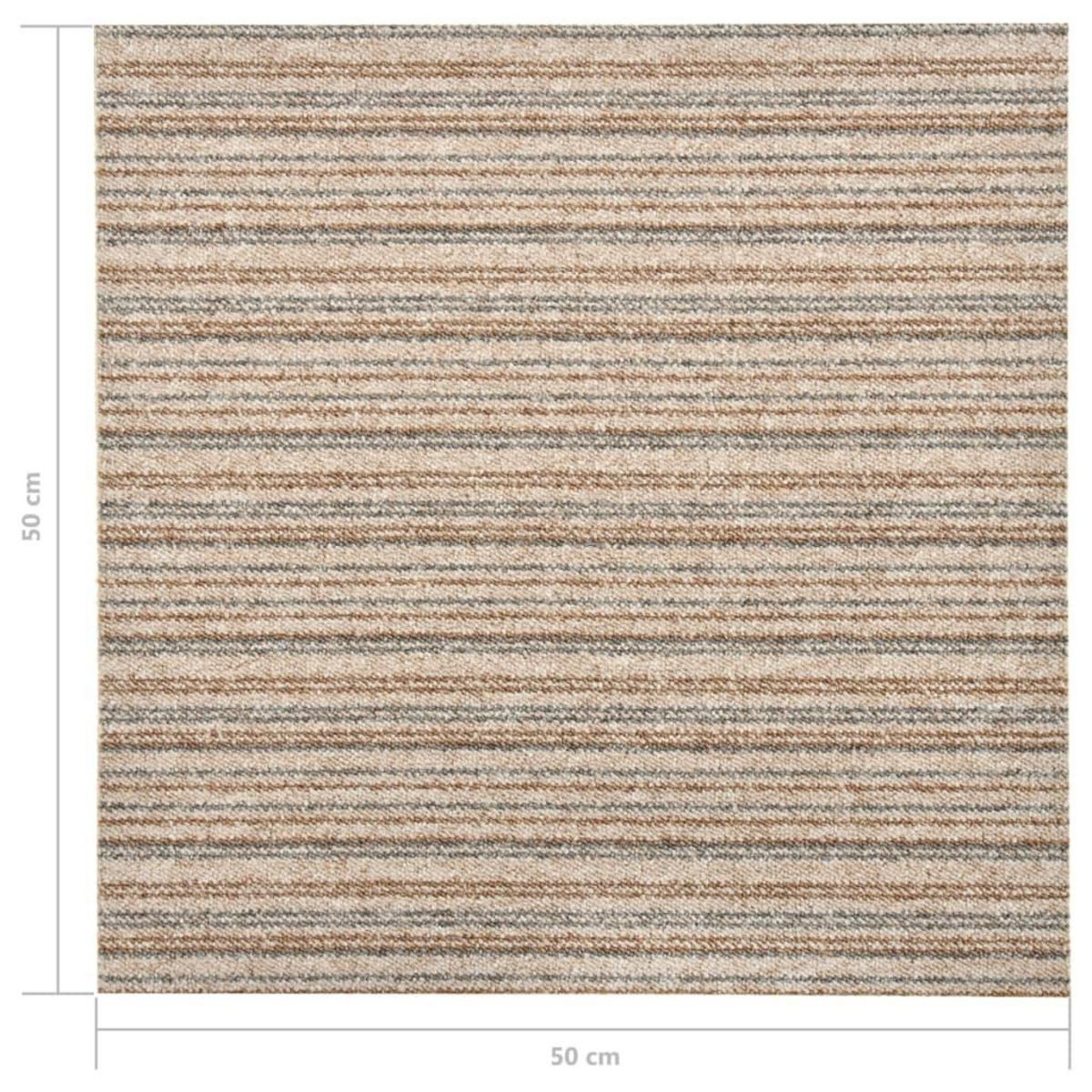 VIDAXL Dalles de tapis de sol 20 pcs 5 m^2 50x50 cm Beige raye