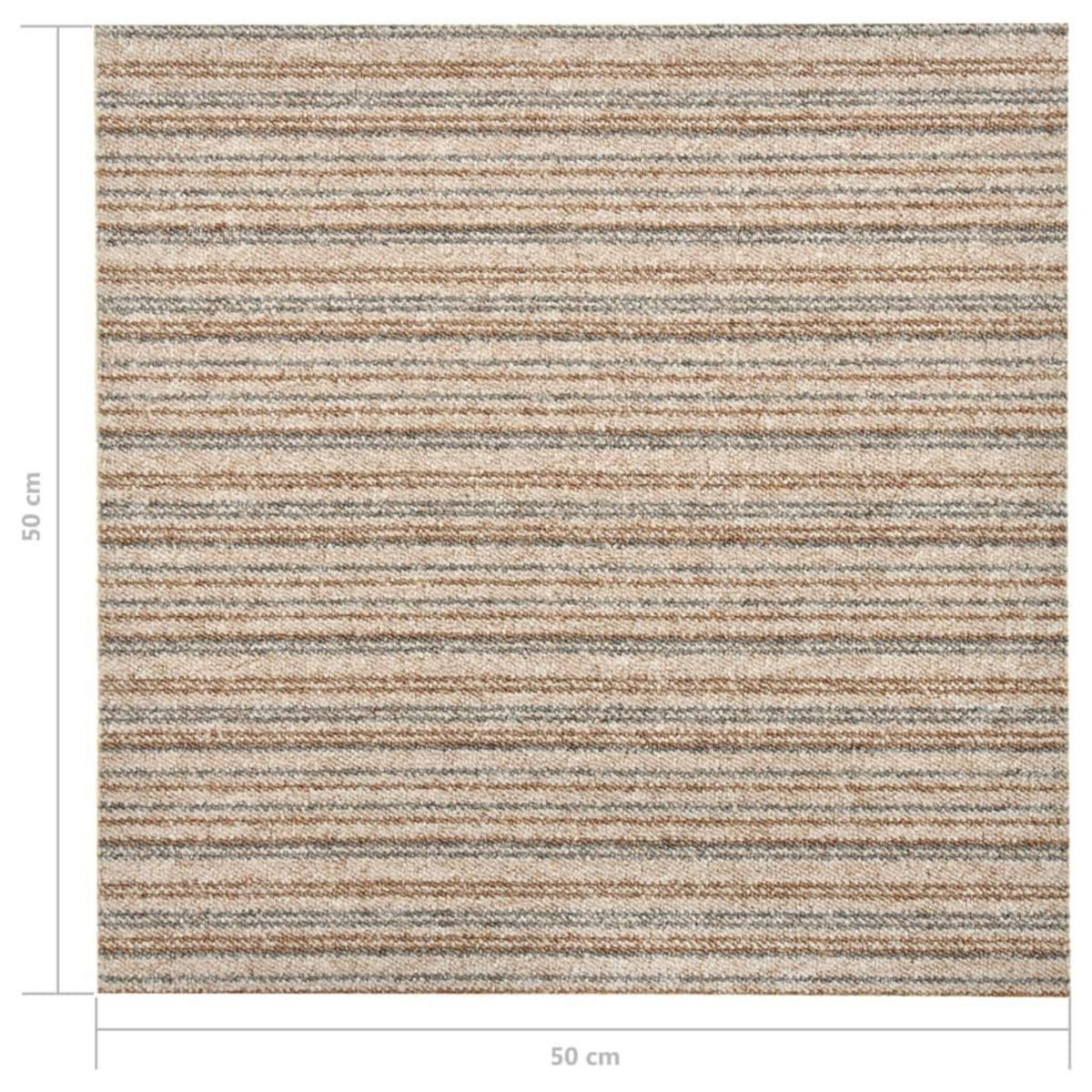 VIDAXL Dalles de tapis de sol 20 pcs 5 m^2 50x50 cm Beige raye