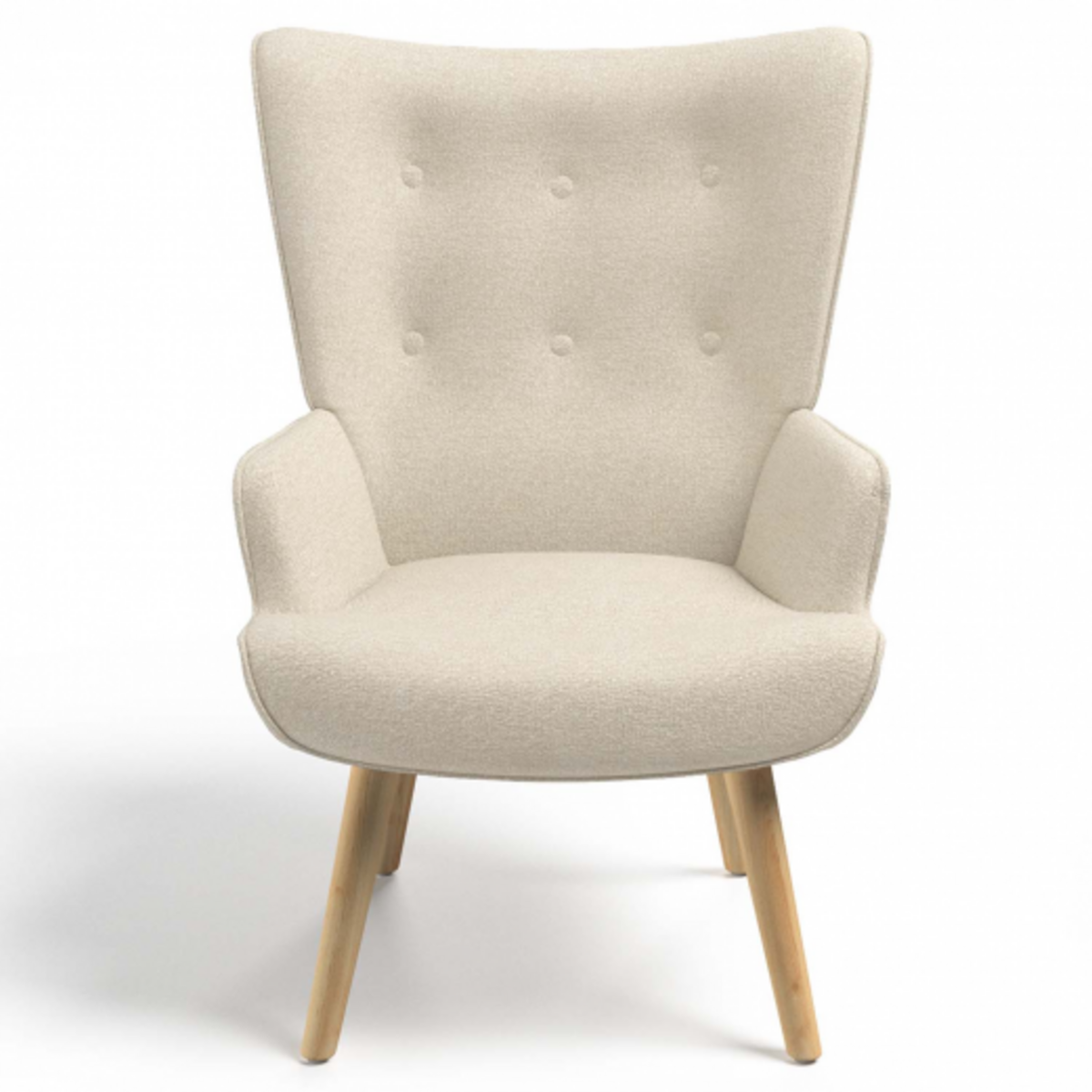 ID MARKET Fauteuil scandinave IVAR en tissu beige