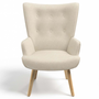 Voir la diapositive 3 : ID MARKET Fauteuil scandinave IVAR en tissu beige