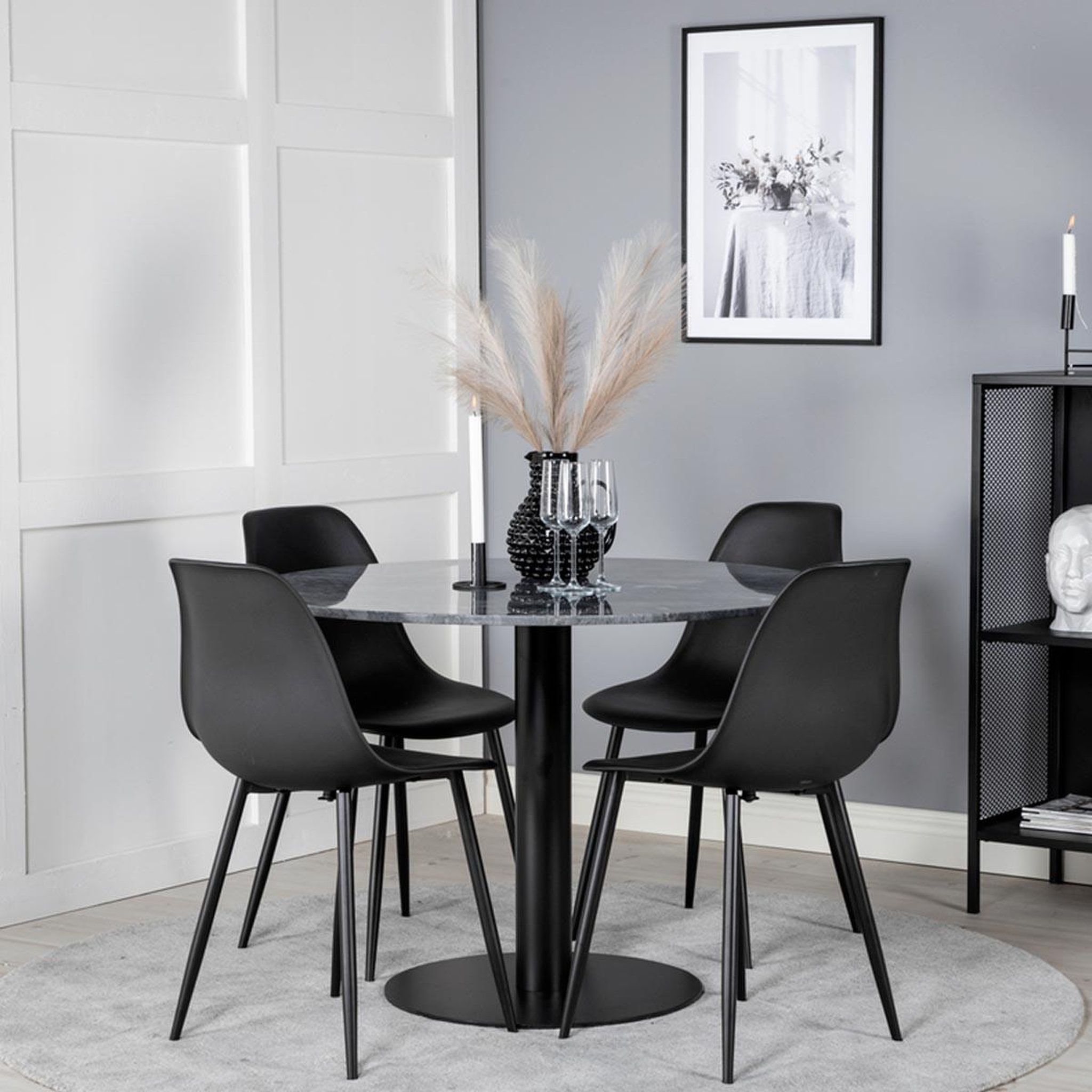 Voir la diapositive 4 : Paris Prix Ensemble table à manger & 4 chaises  estelle & polar  106cm gris foncé & noir