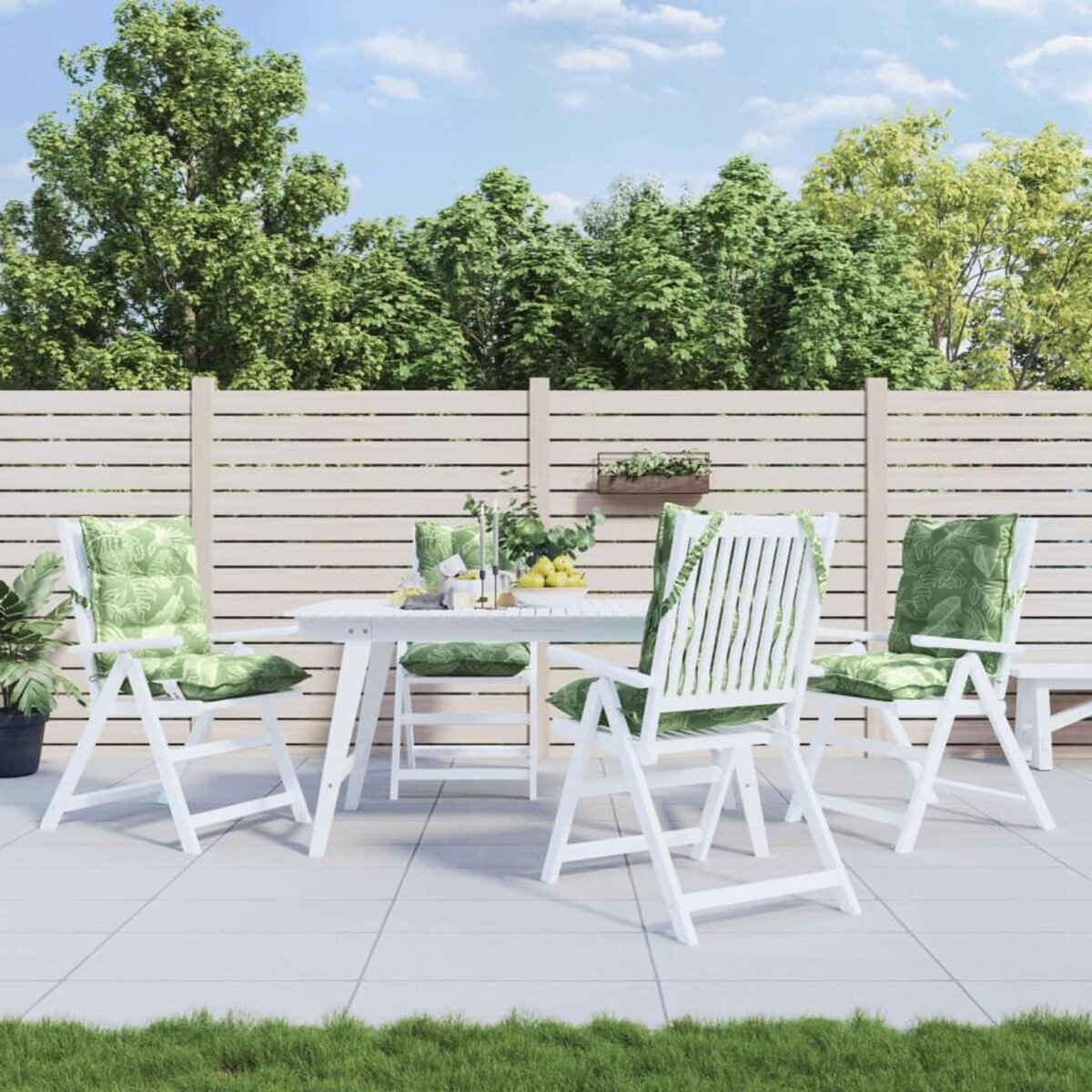 VIDAXL Coussins de chaise a dossier bas lot de 4 modele de feuille