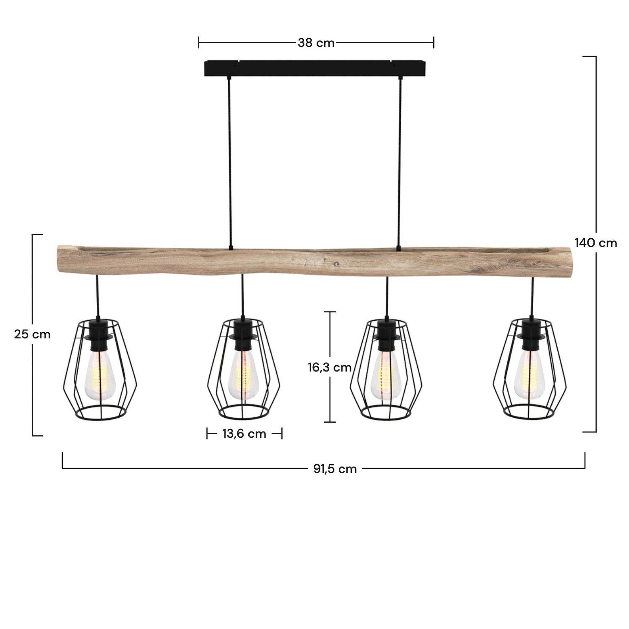 Voir la diapositive 4 : MAISON PAVANE Suspension en bois et métal 4 lampes-Clotilde