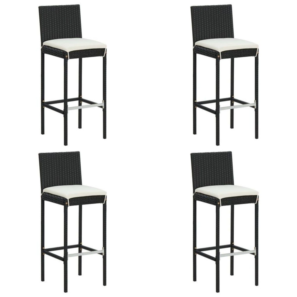 VIDAXL Ensemble de bar de jardin 5 pcs avec coussins noir poly rotin