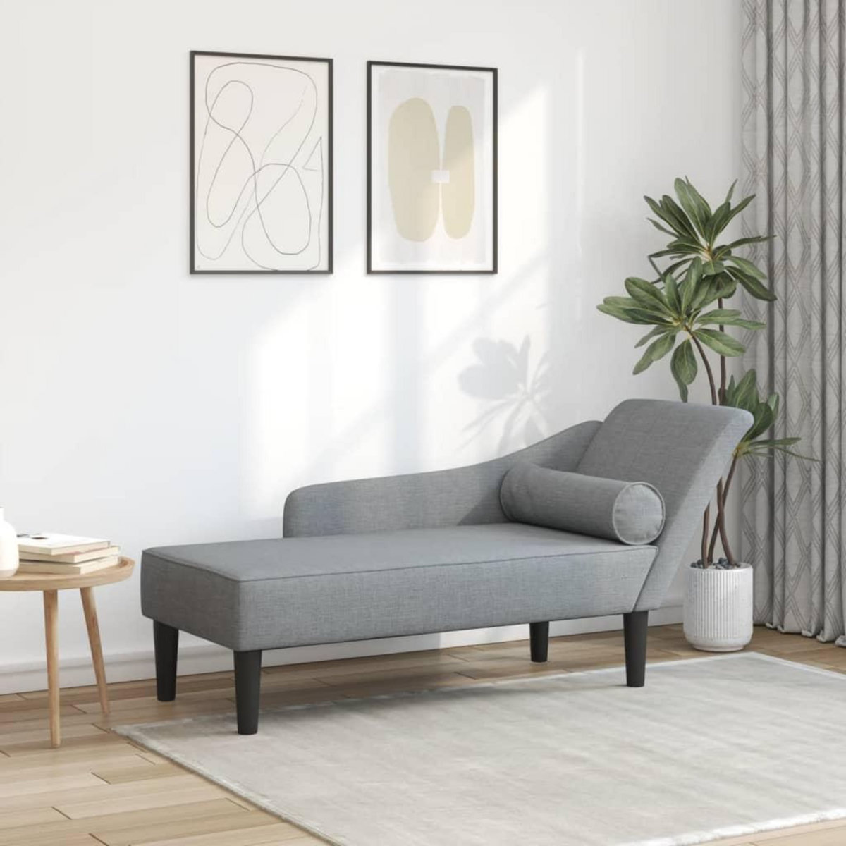 VIDAXL Chaise longue avec coussins gris clair tissu
