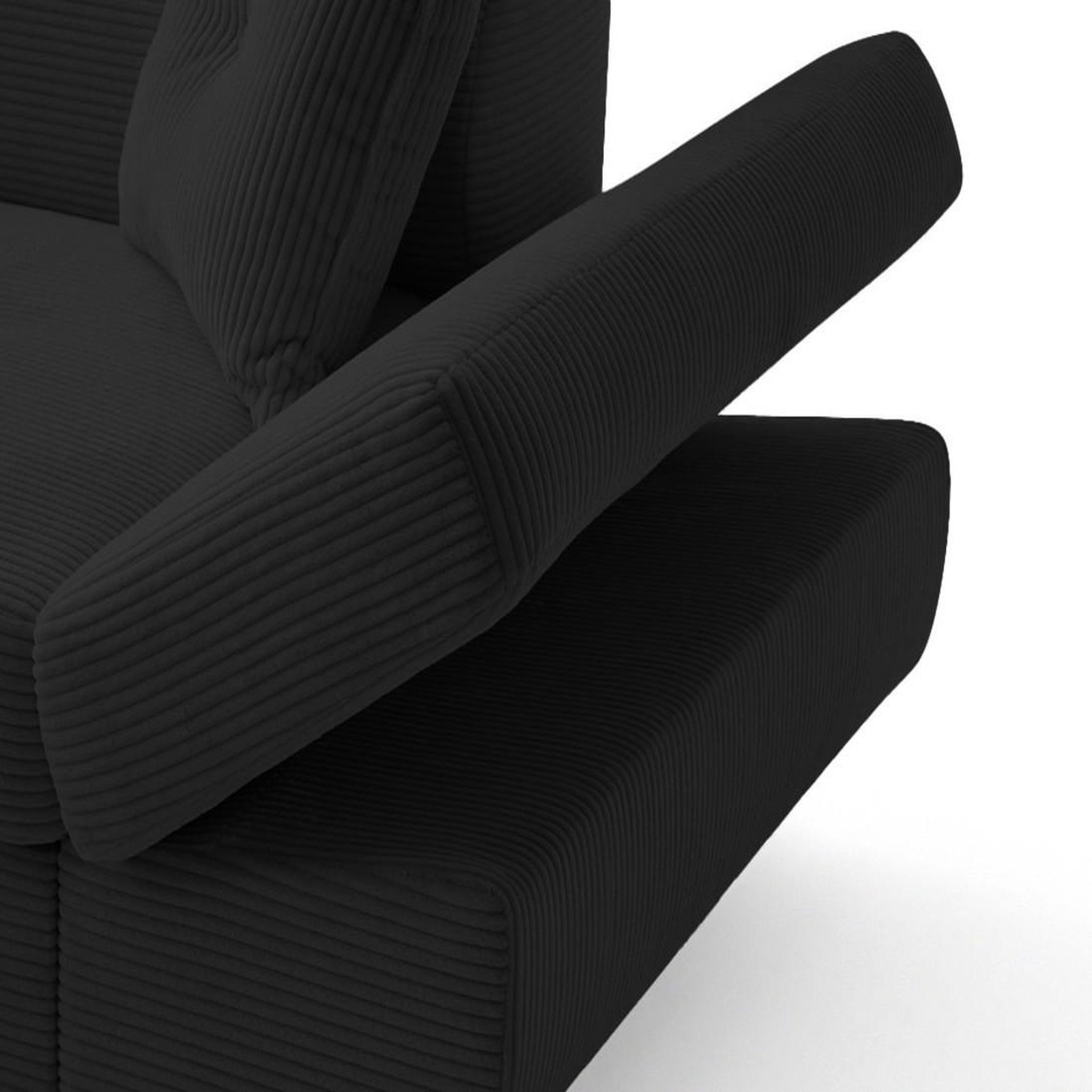 Voir la diapositive 4 : BEST MOBILIER Lisbona - canapé d'angle gauche 5 places convertible avec têtières en velours côtelé